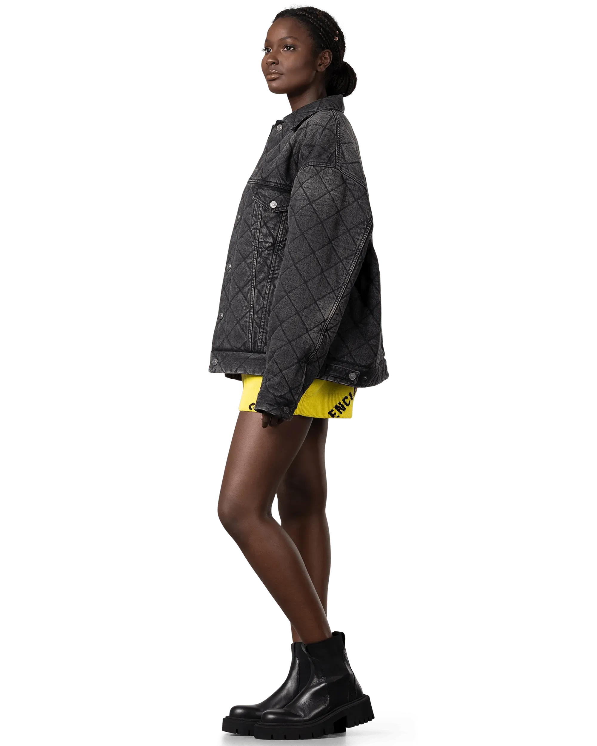 Oversized Quilted Denim Jacket - DIHSAN
