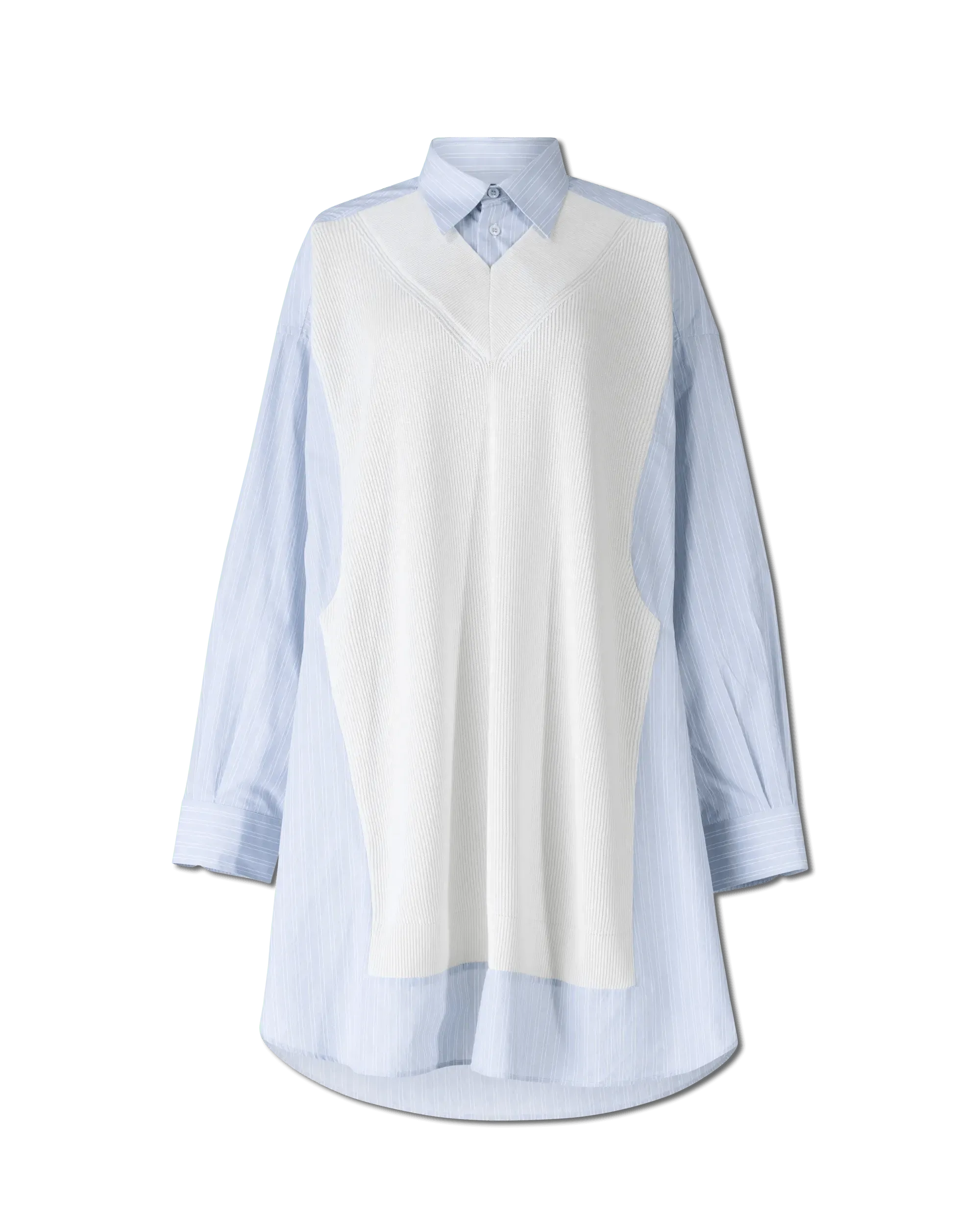 Spliced Knit Shirt Dress - DIHSAN