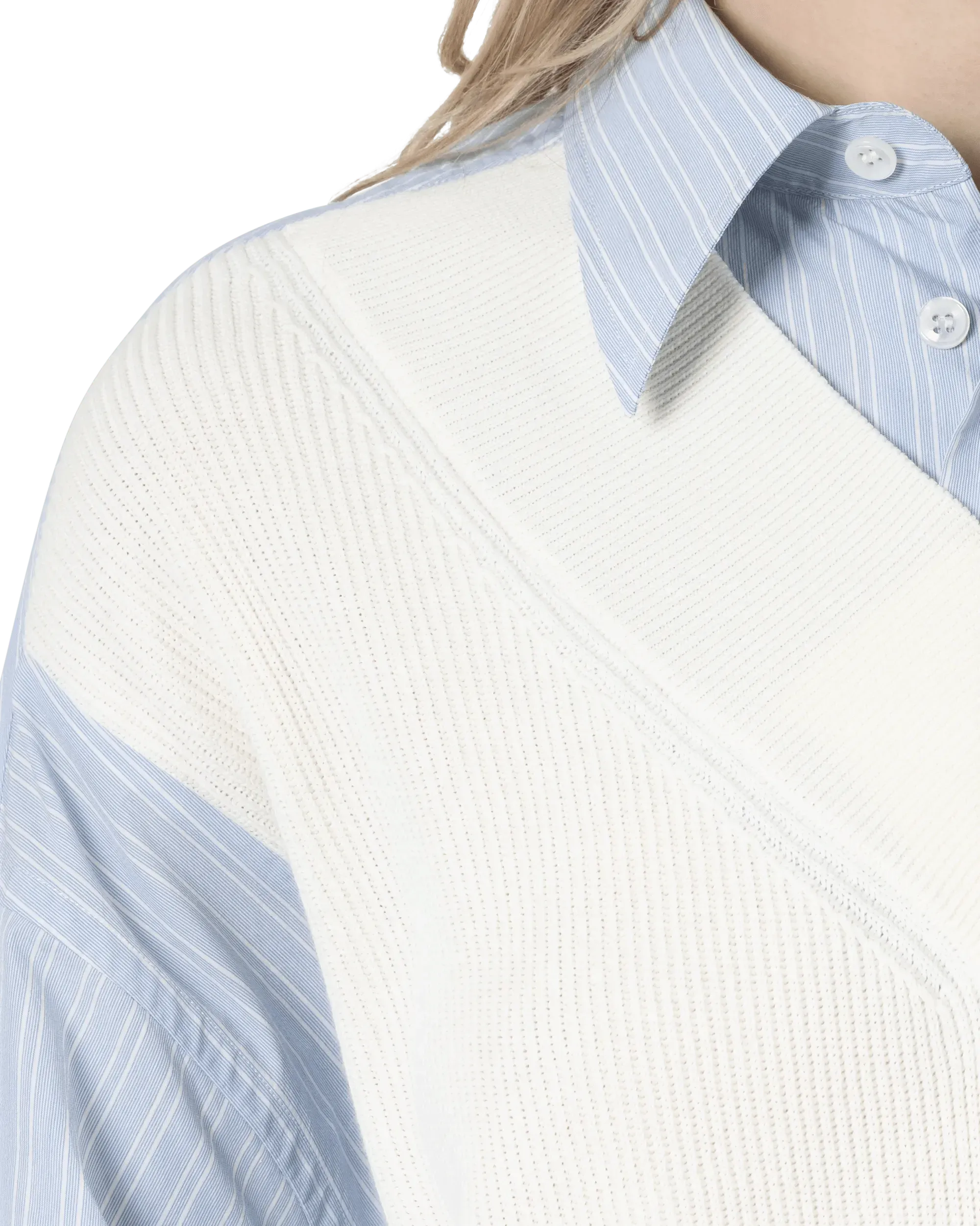 Spliced Knit Shirt Dress - DIHSAN