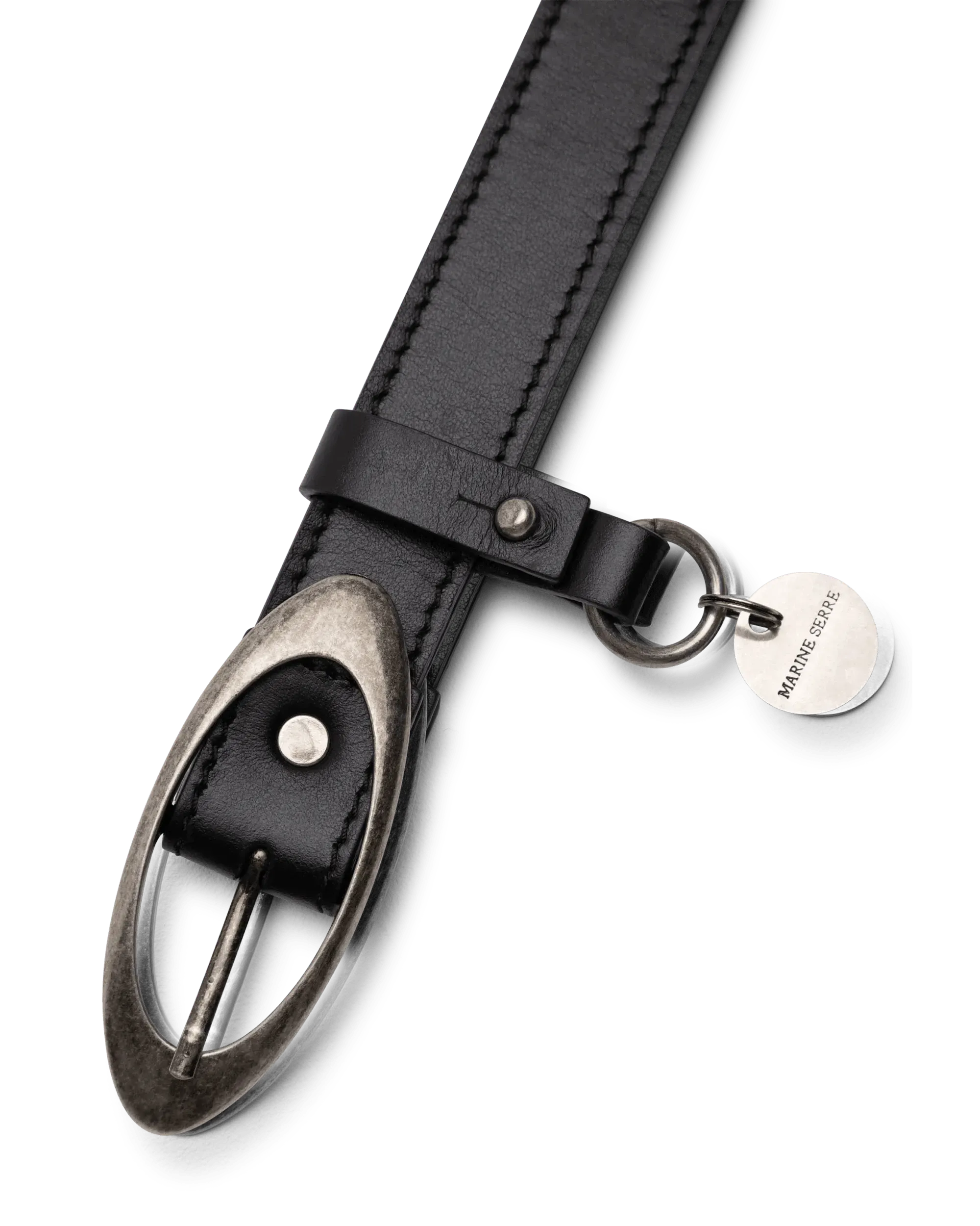 Black Calf Moon Stud Leather Belt by Marine Serre | DIHSAN