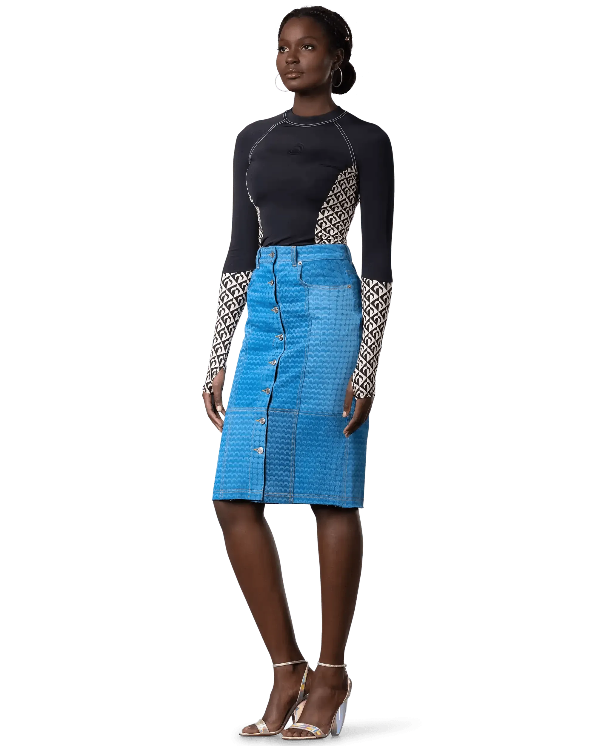 Regenerated Denim Moonfishskin Skirt - DIHSAN
