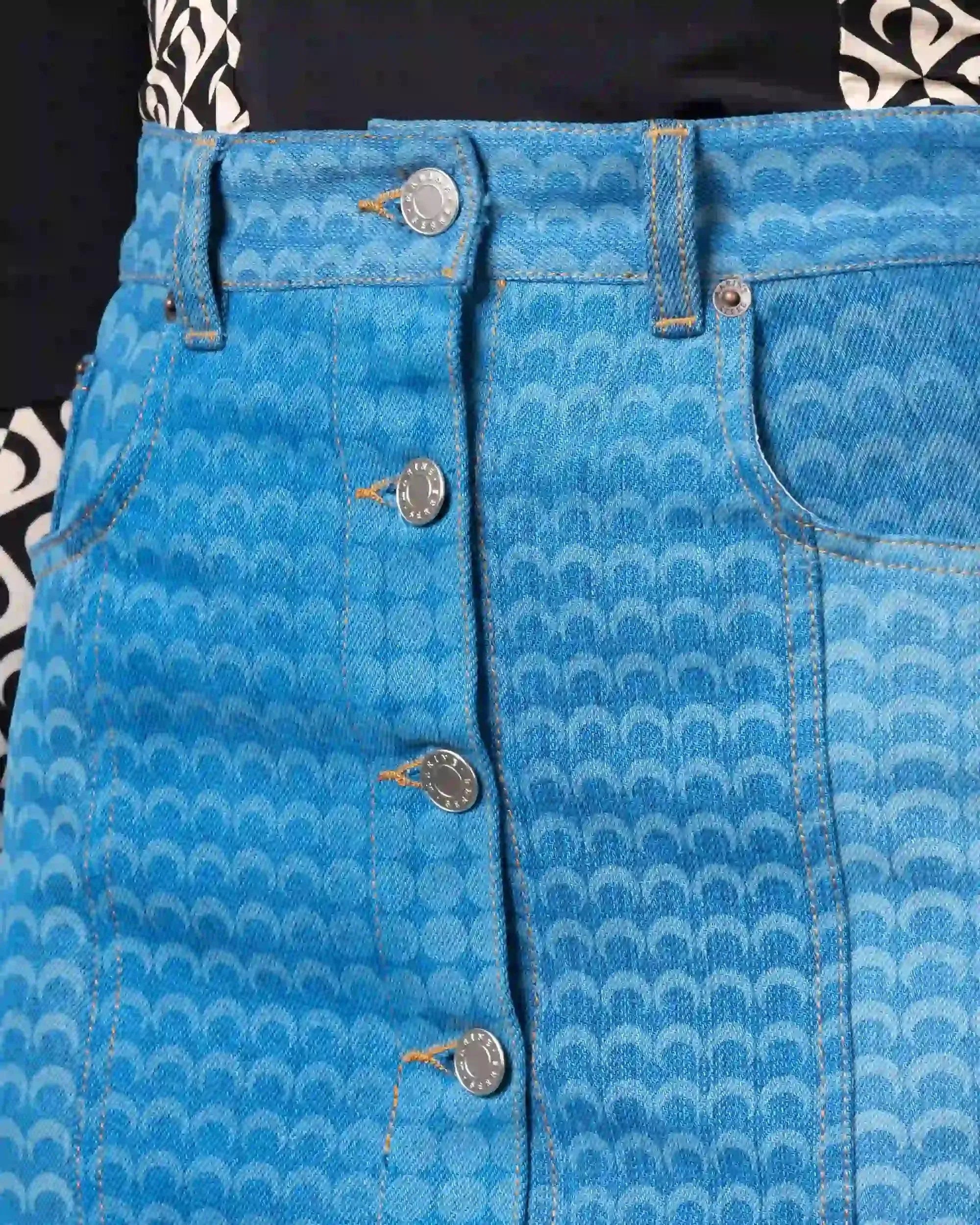 Regenerated Denim Moonfishskin Skirt - DIHSAN