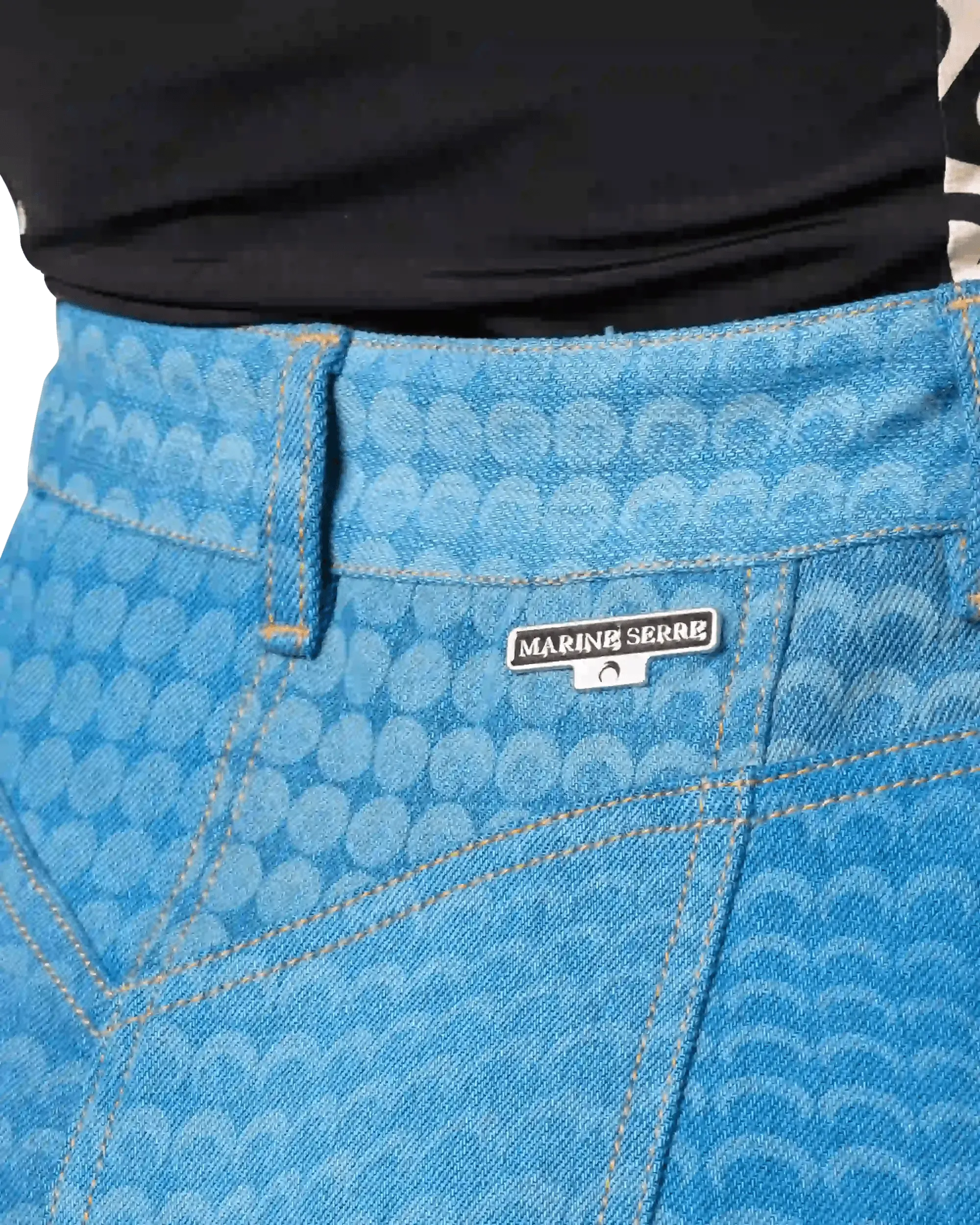 Regenerated Denim Moonfishskin Skirt - DIHSAN