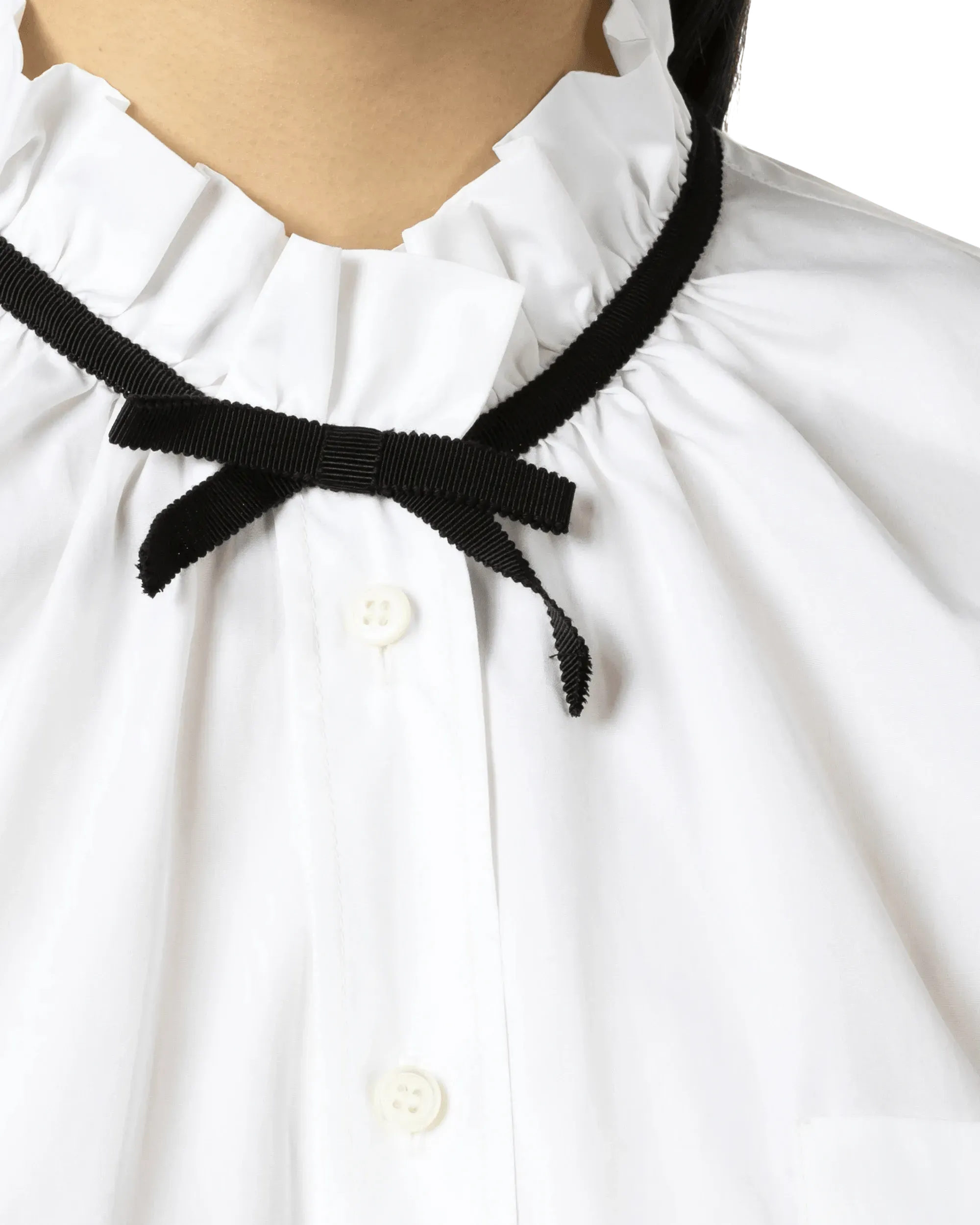 Bow Detail Poplin Shirt - DIHSAN