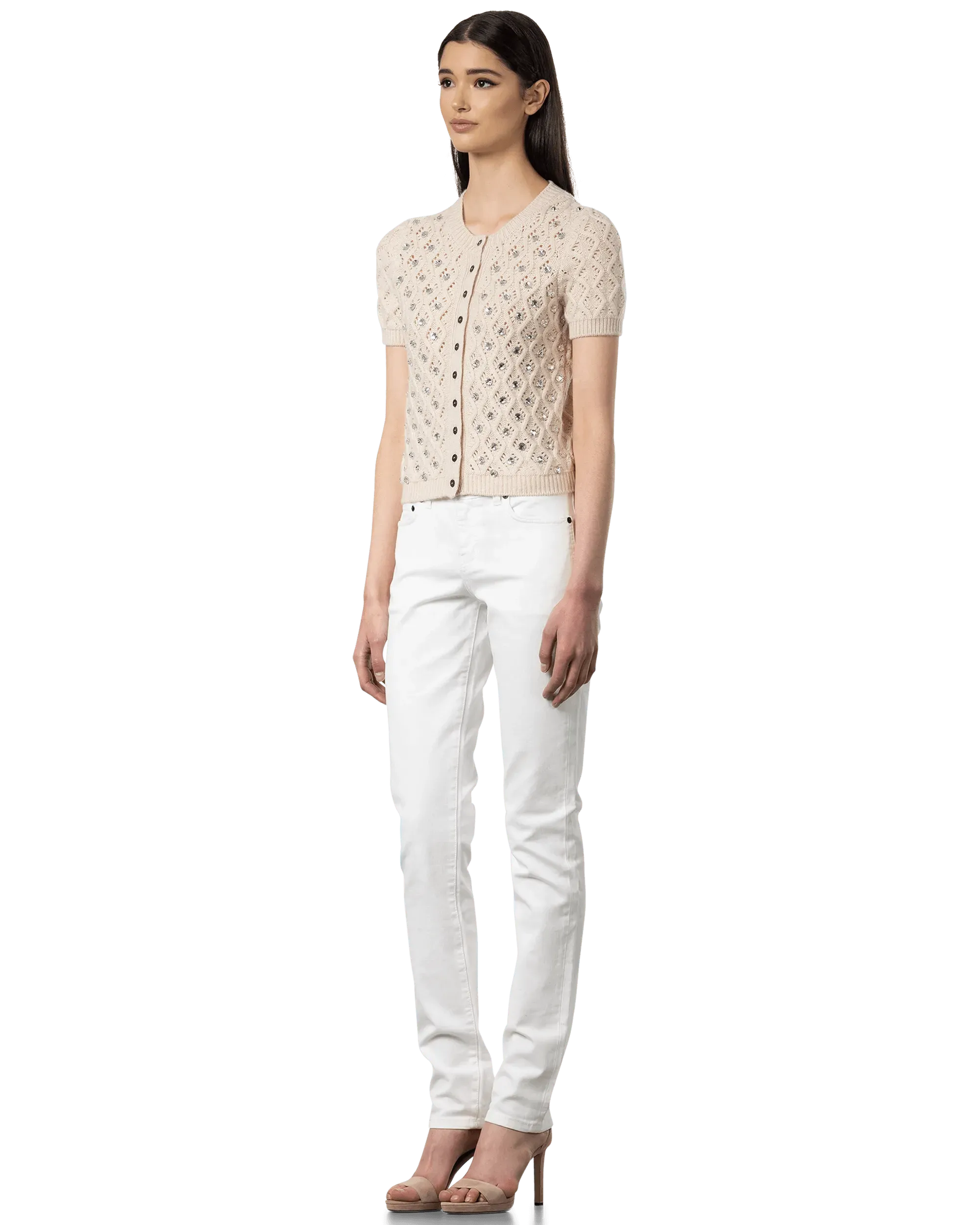 Embroidered Losanghe Cashmere Cardigan - DIHSAN