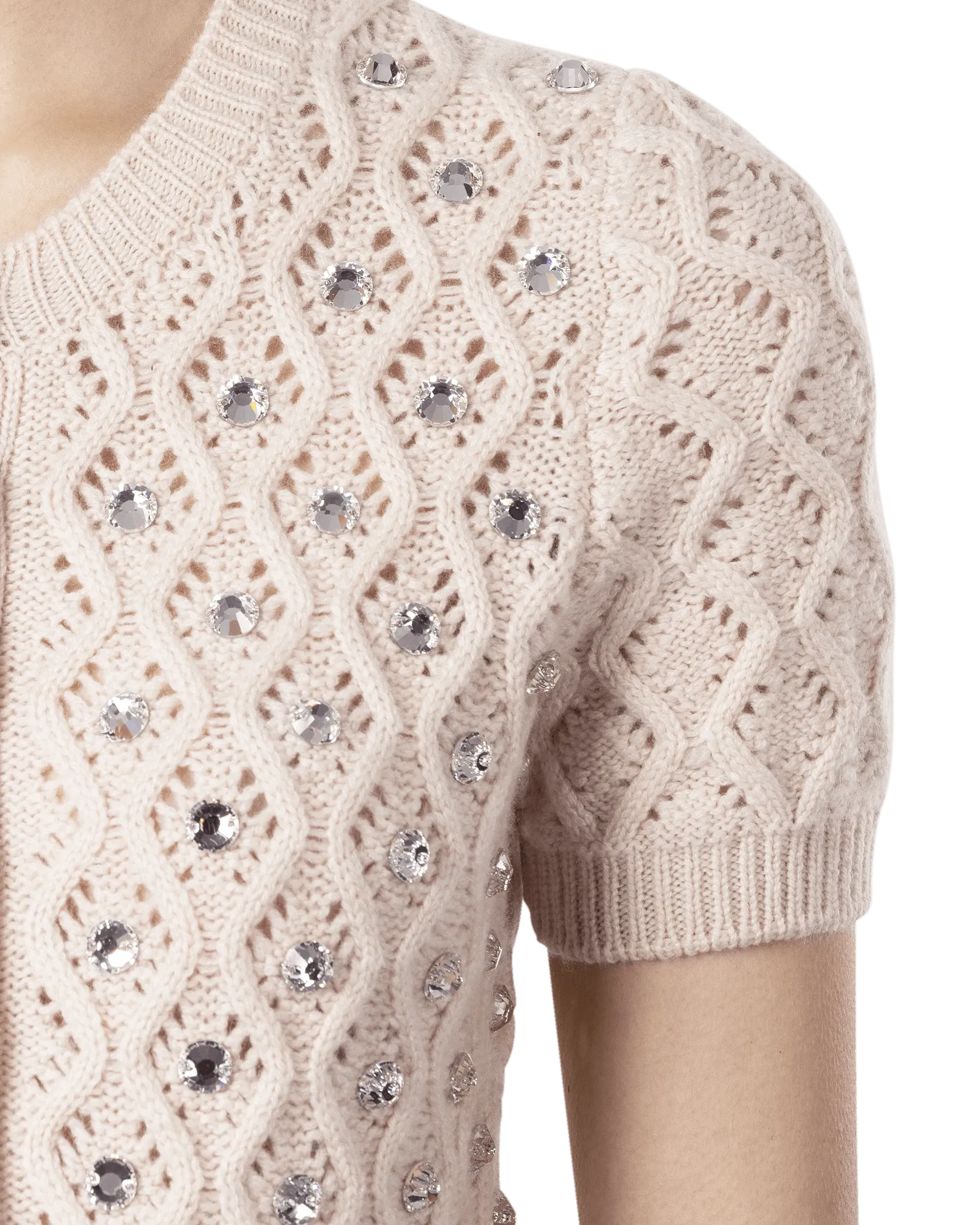 Embroidered Losanghe Cashmere Cardigan - DIHSAN