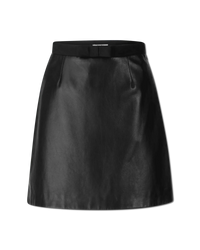 Bow Detail Leather Mini Skirt - DIHSAN