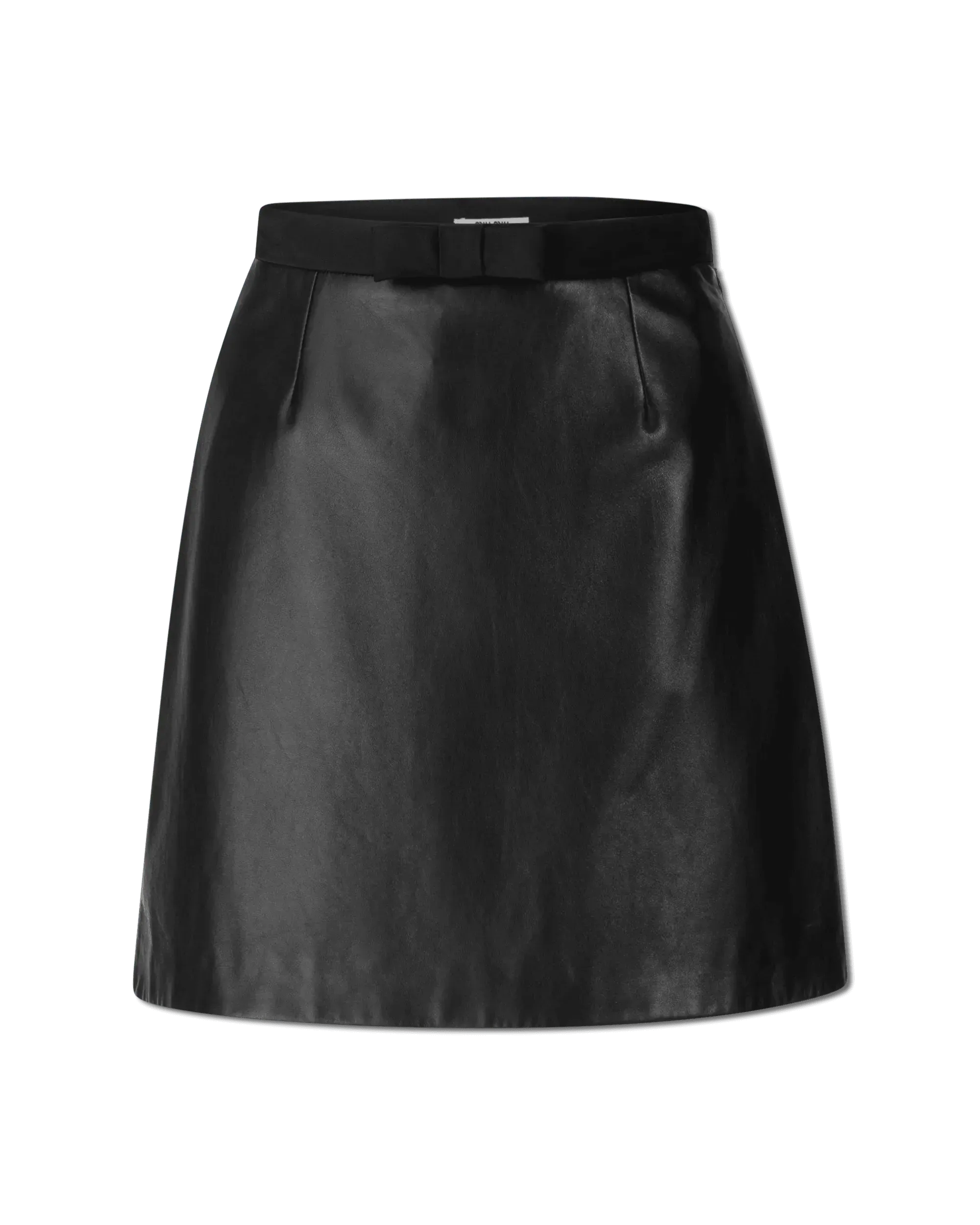 Bow Detail Leather Mini Skirt - DIHSAN