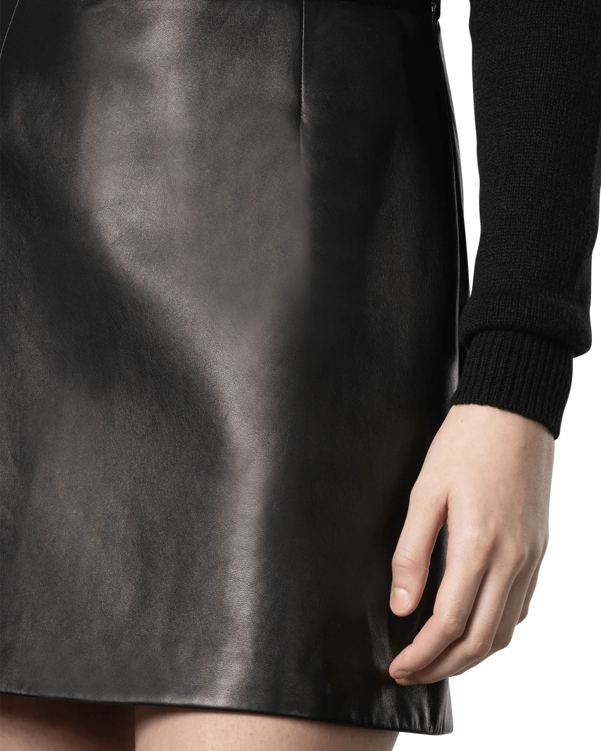 Bow Detail Leather Mini Skirt - DIHSAN