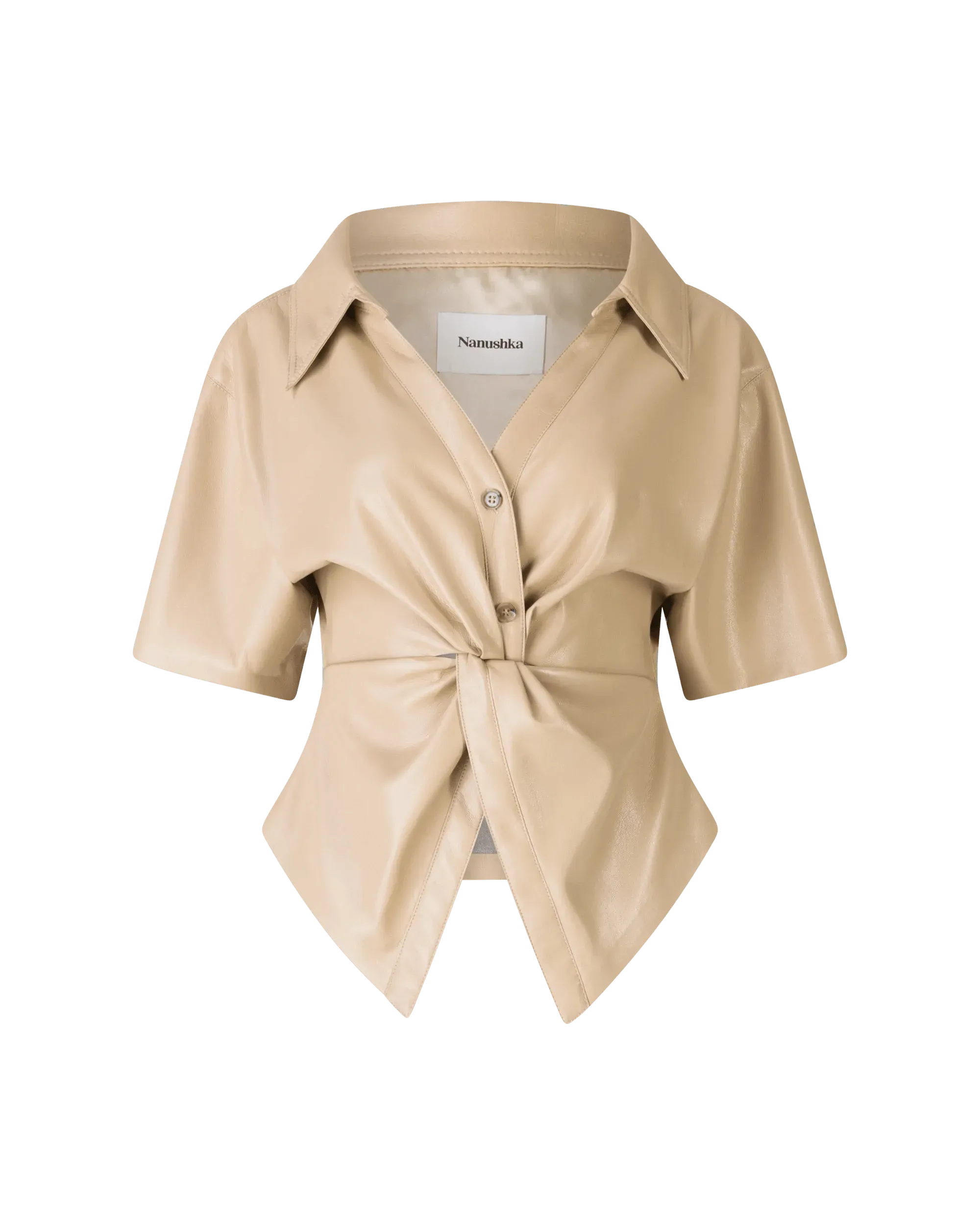 Thora Vegan Leather Twist Top - DIHSAN