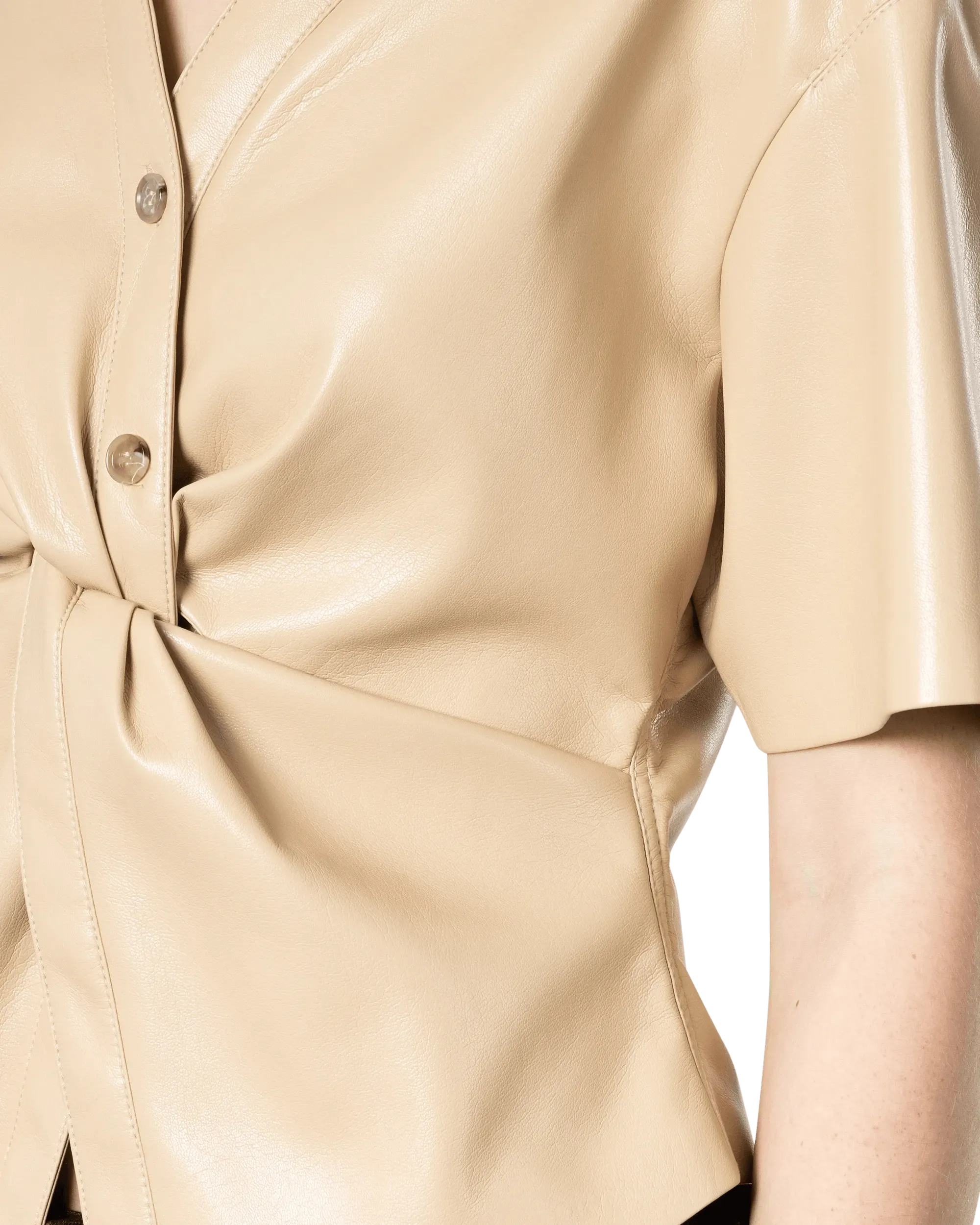 Thora Vegan Leather Twist Top - DIHSAN
