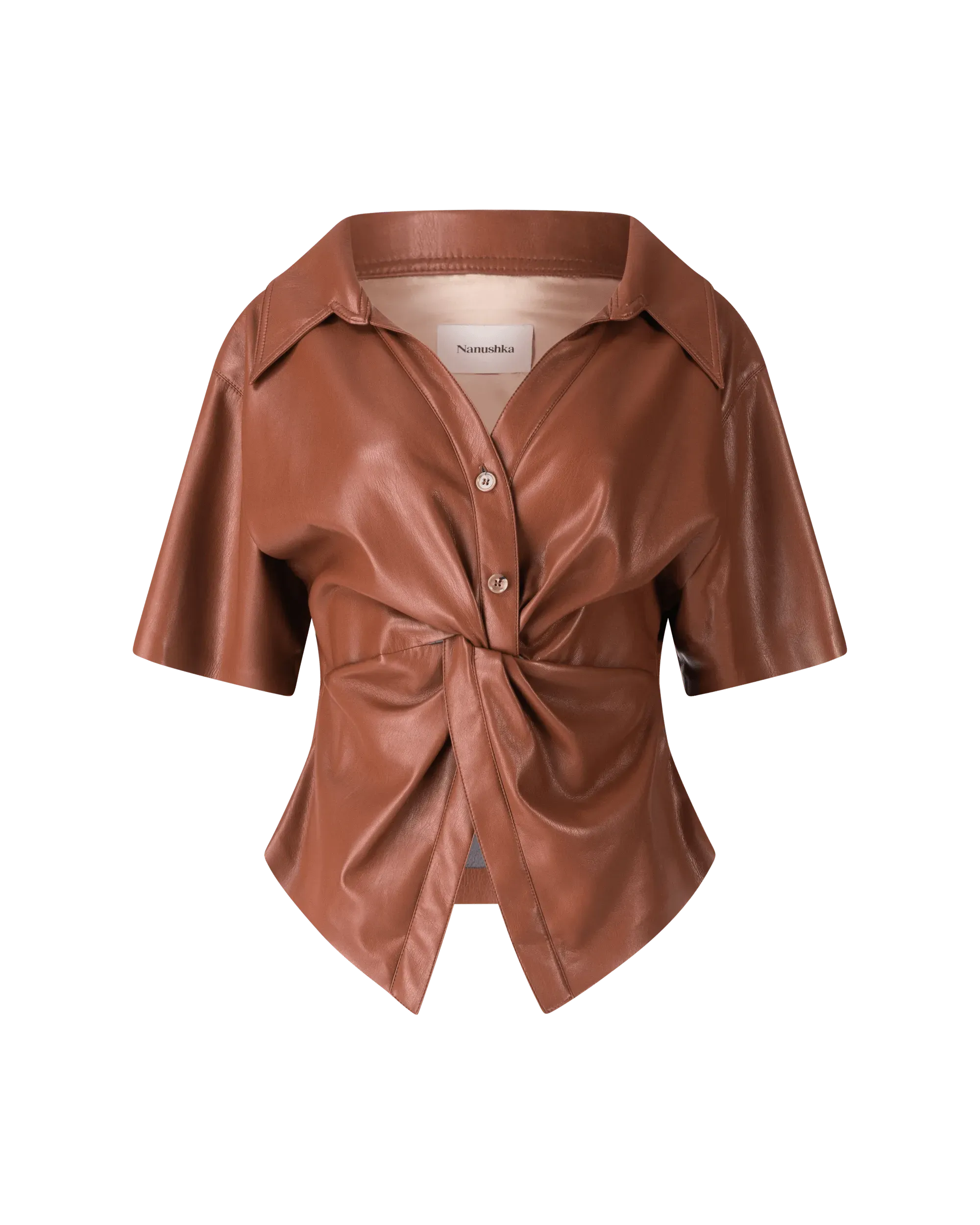 Thora Vegan Leather Twist Top - DIHSAN