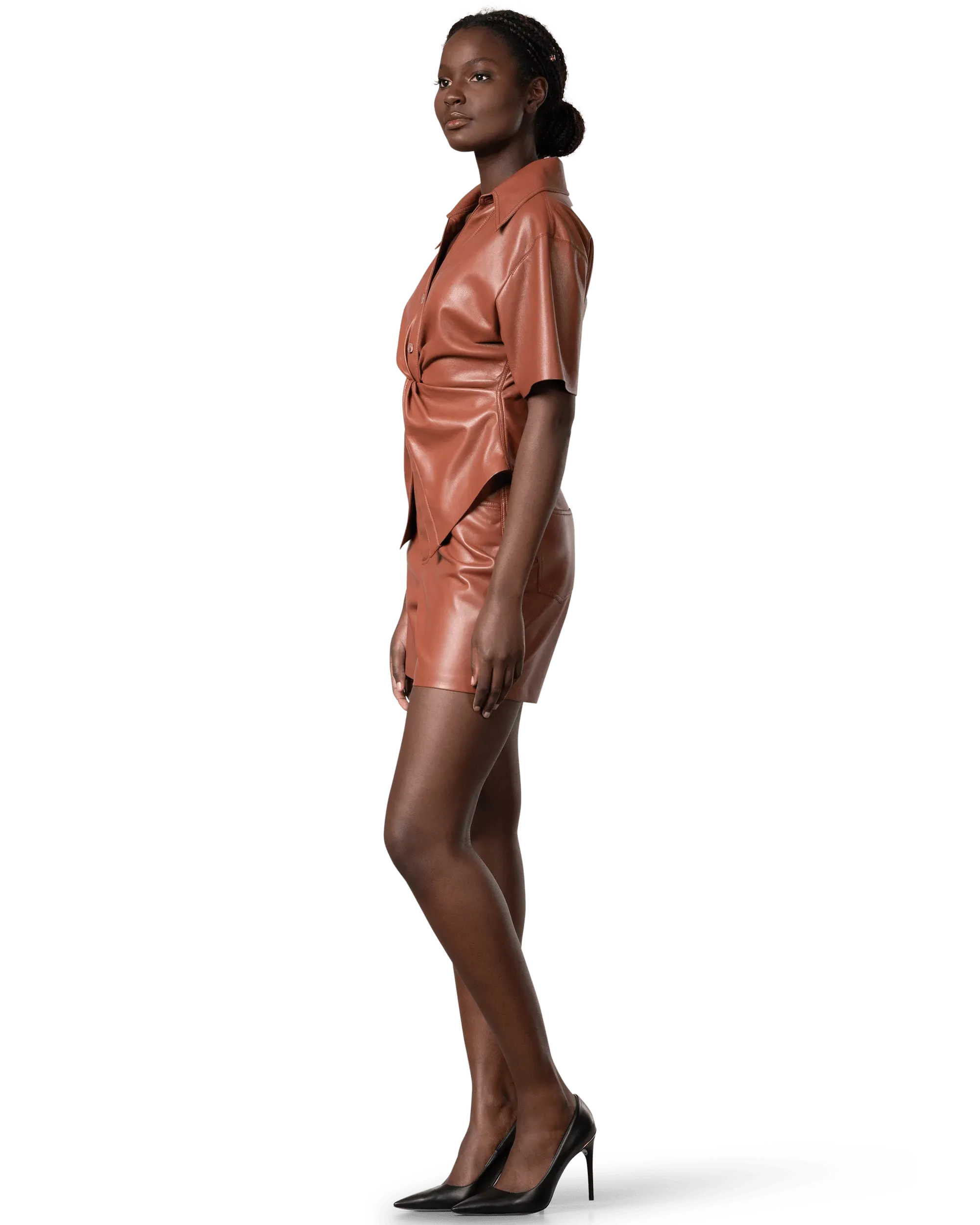 Thora Vegan Leather Twist Top - DIHSAN