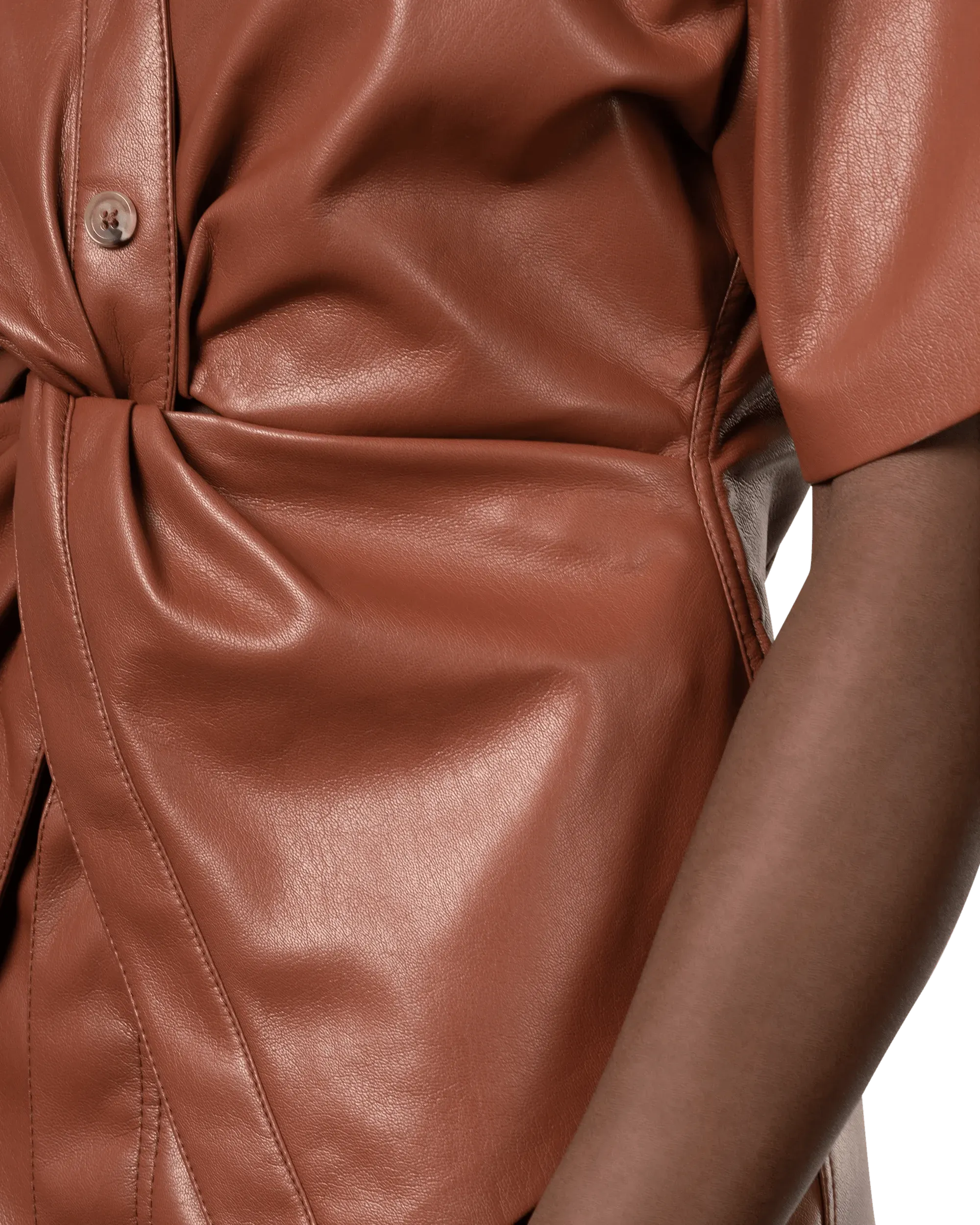 Thora Vegan Leather Twist Top - DIHSAN