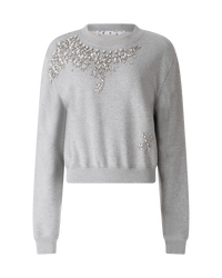 Swarovski Embellished Cropped Sweatshirt - DIHSAN