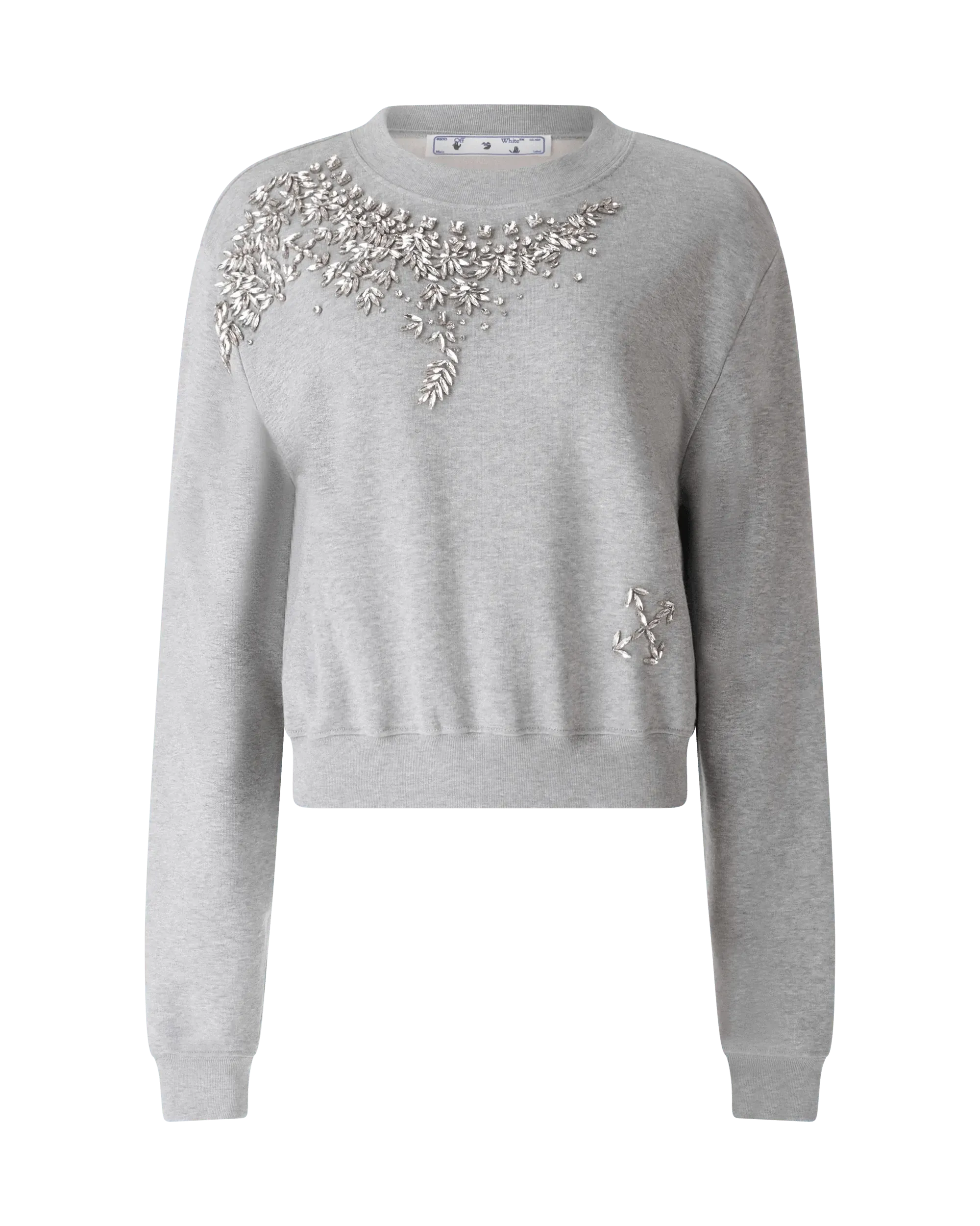 Swarovski Embellished Cropped Sweatshirt - DIHSAN
