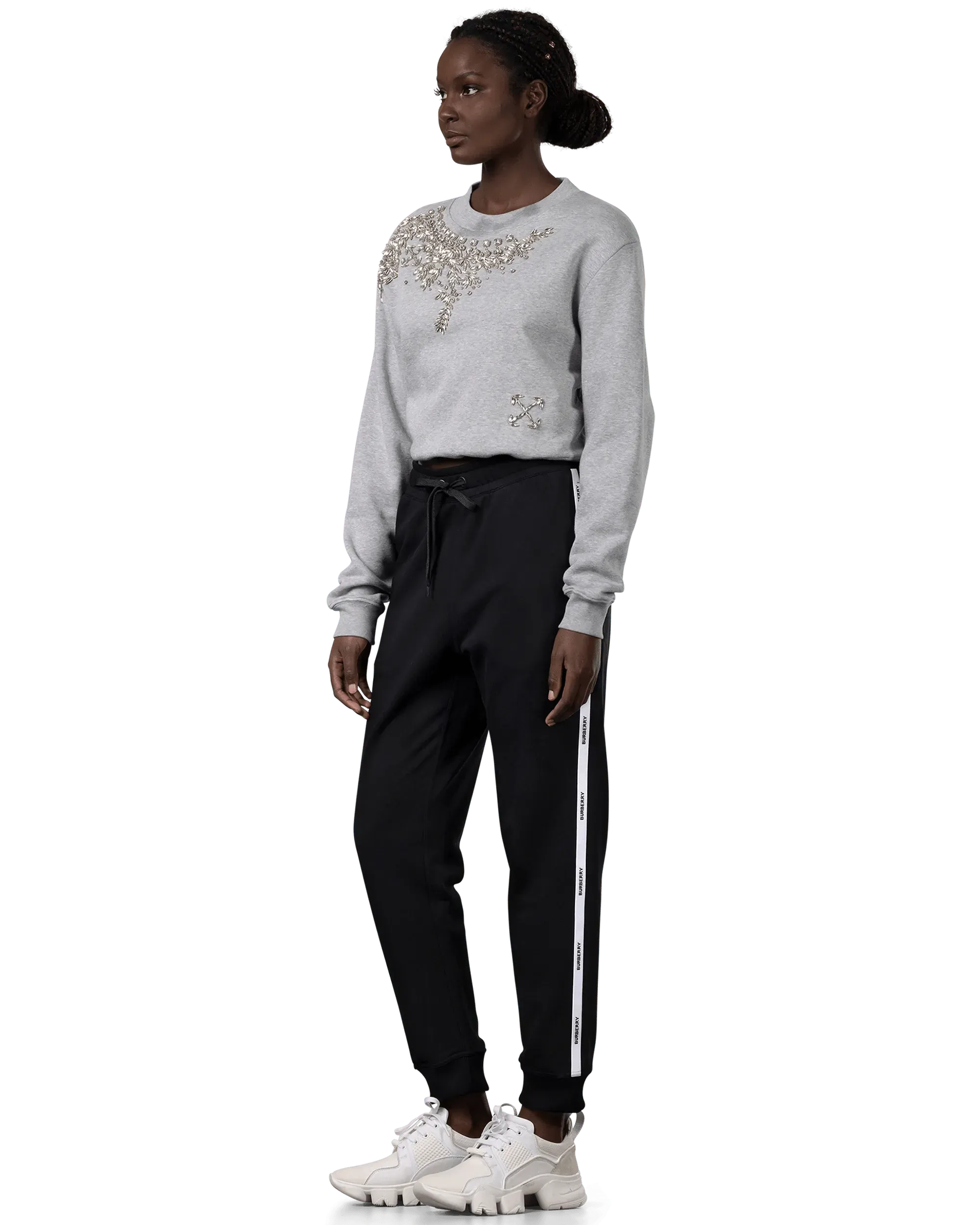 Swarovski Embellished Cropped Sweatshirt - DIHSAN