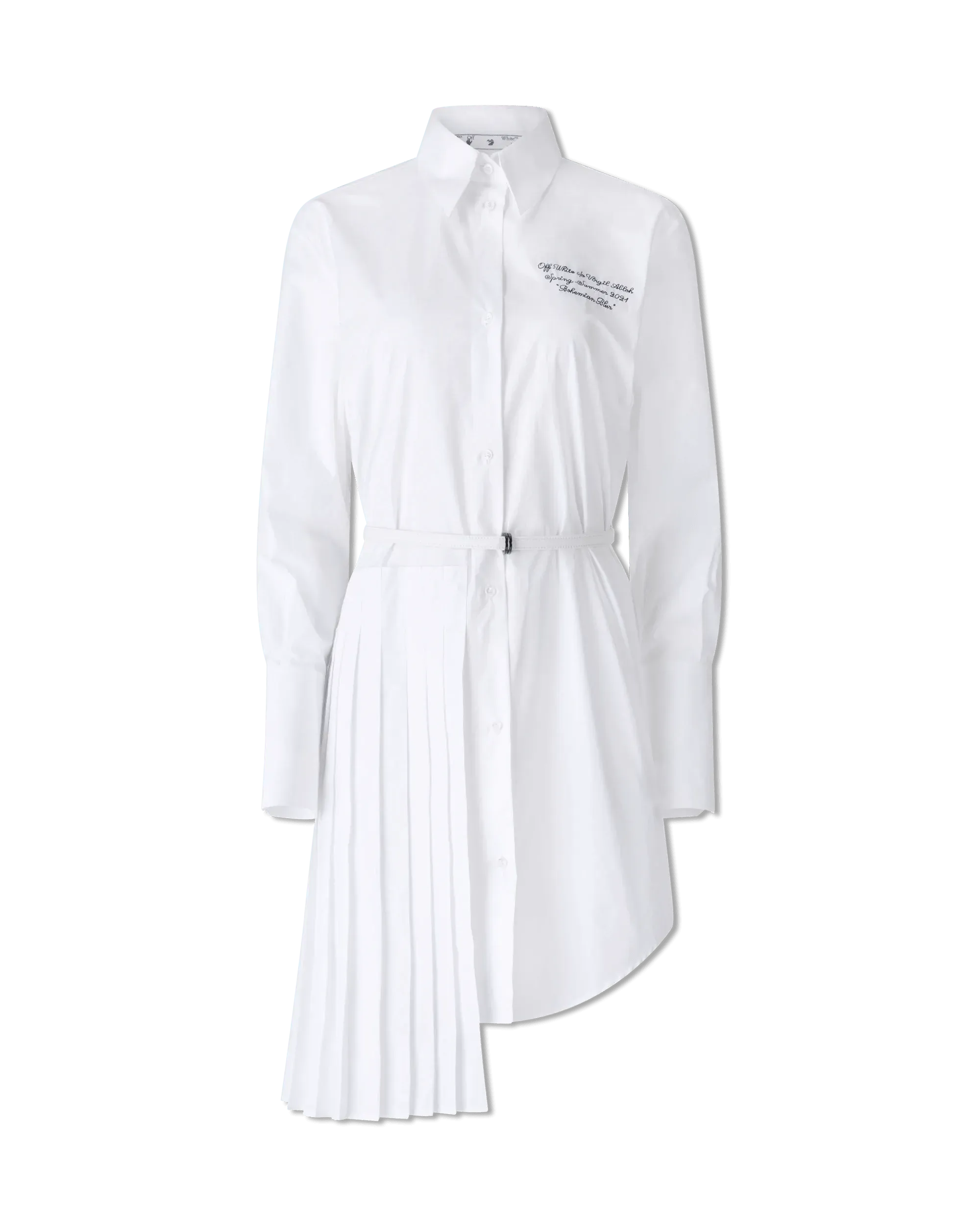 Asymmetrical Plisse Shirt Dress - DIHSAN