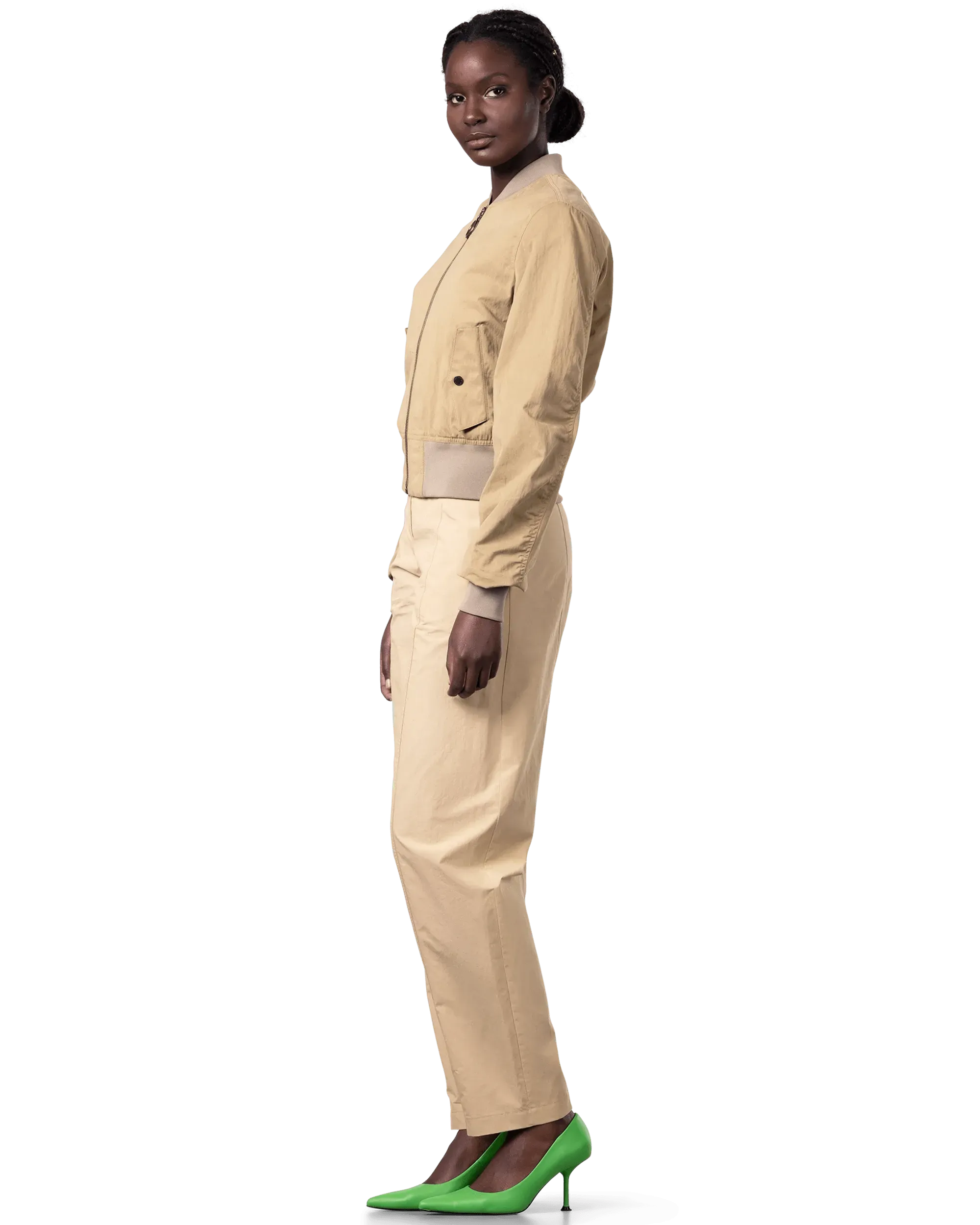 Gabardine Cropped Bomber Jacket - DIHSAN