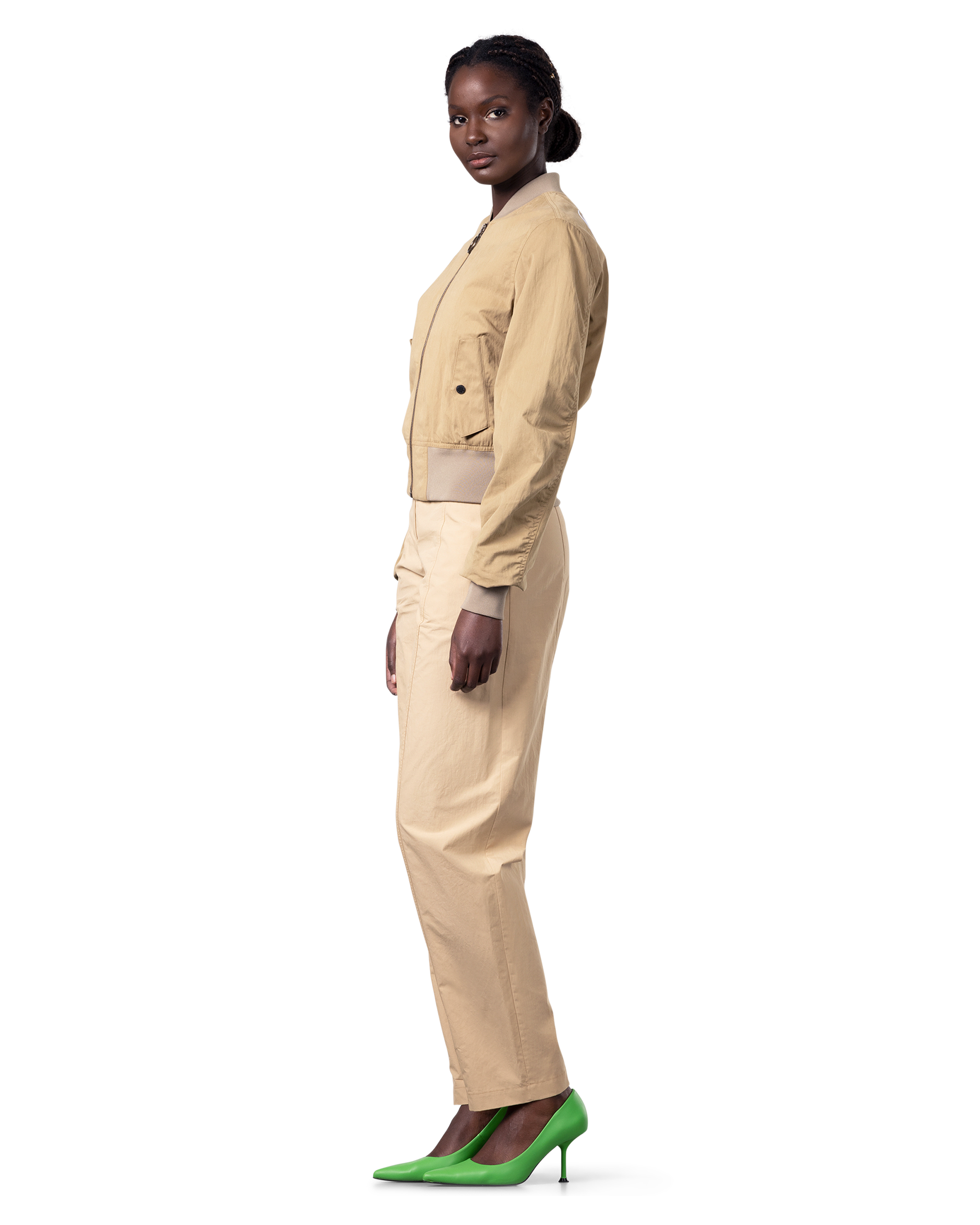 Gabardine Cropped Bomber Jacket