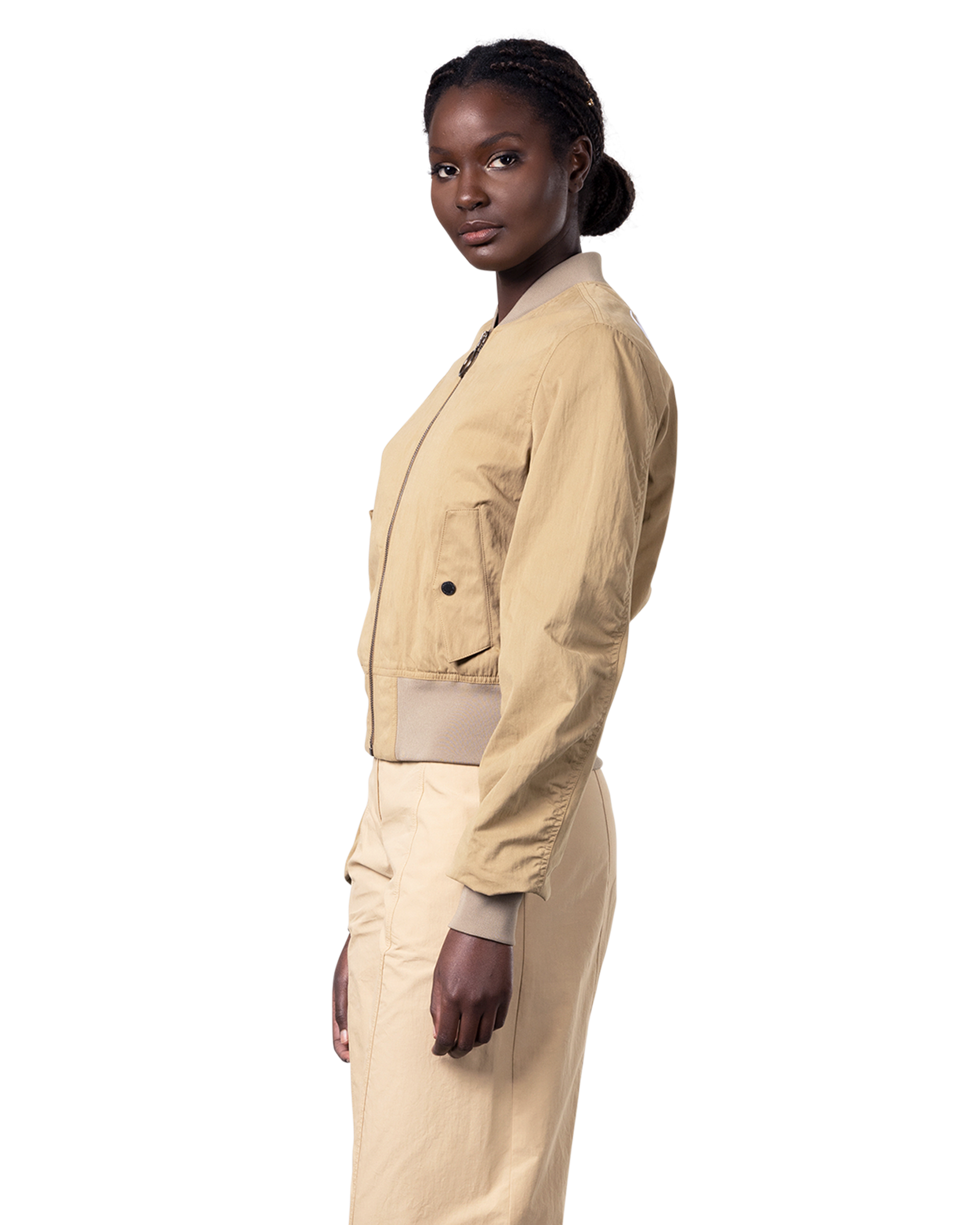 Gabardine Cropped Bomber Jacket