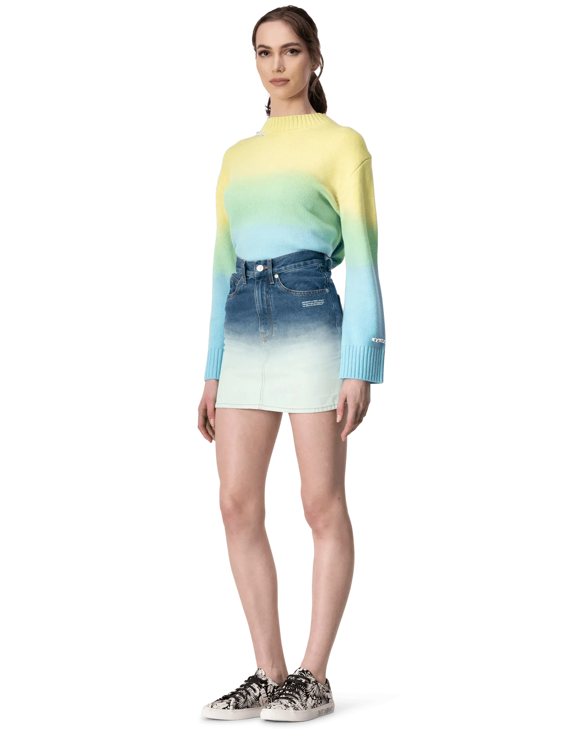 Ombre Denim Mini Skirt - DIHSAN