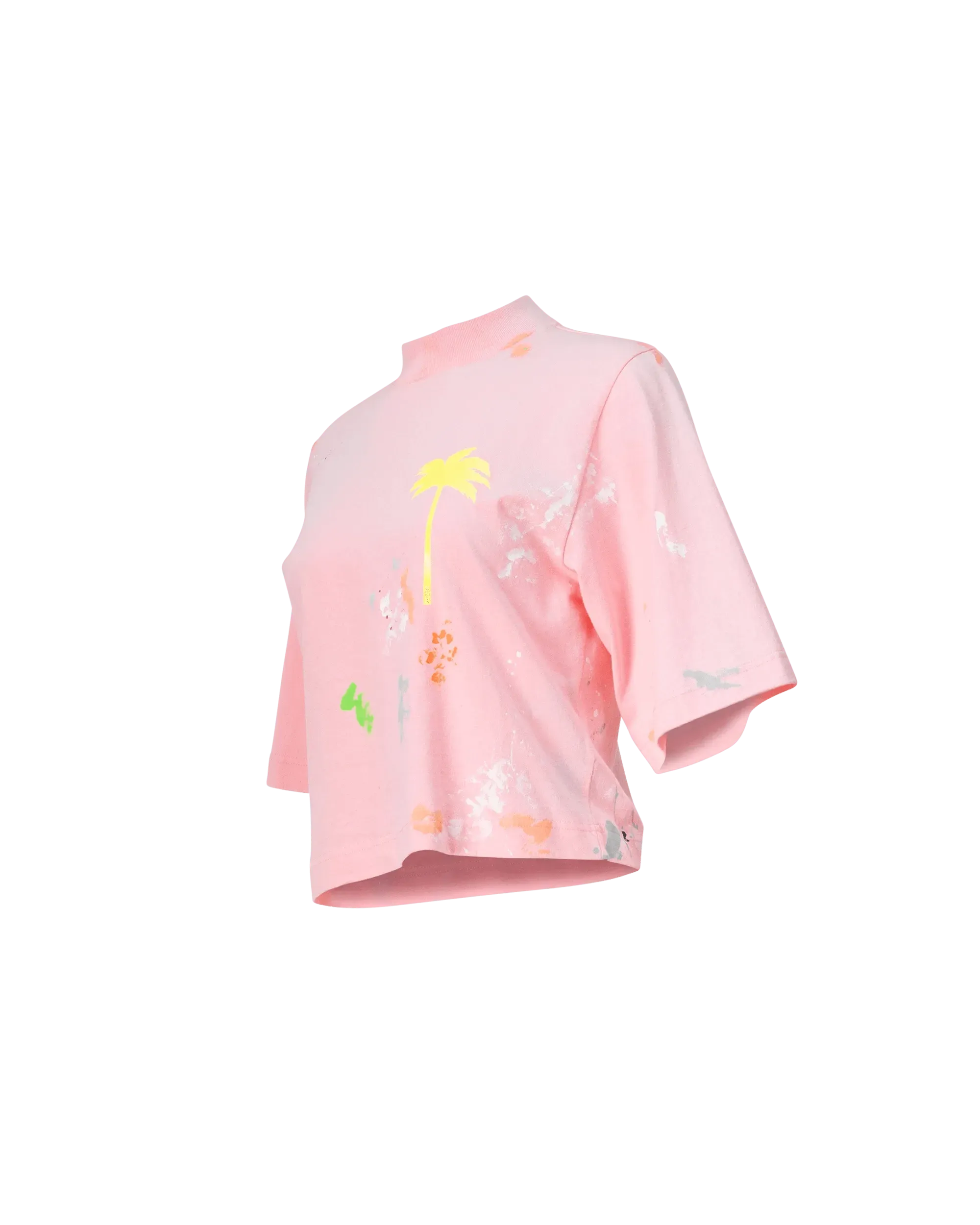 Splatter Painted Cropped T-Shirt - DIHSAN