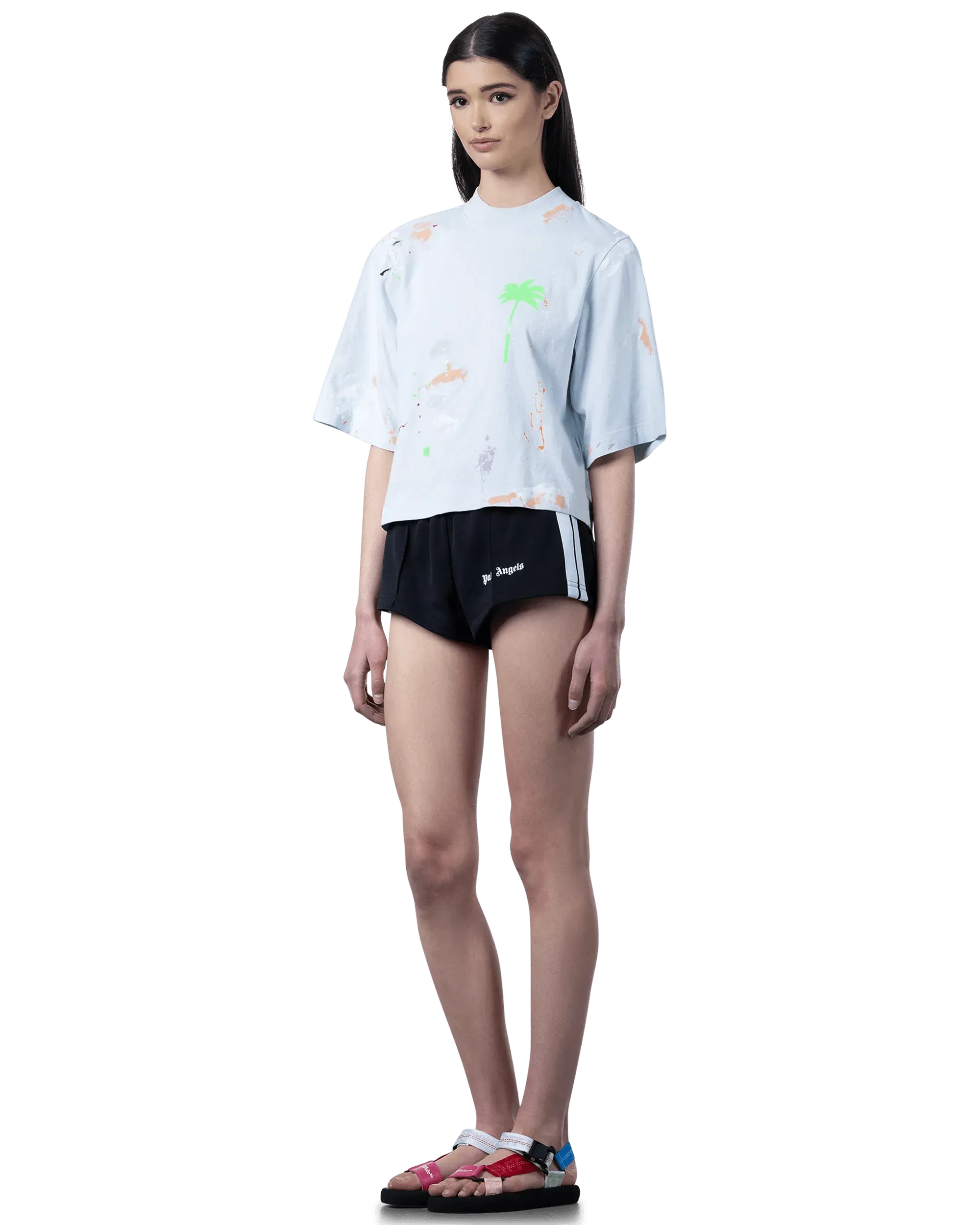 Splatter Painted Cropped T-Shirt - DIHSAN