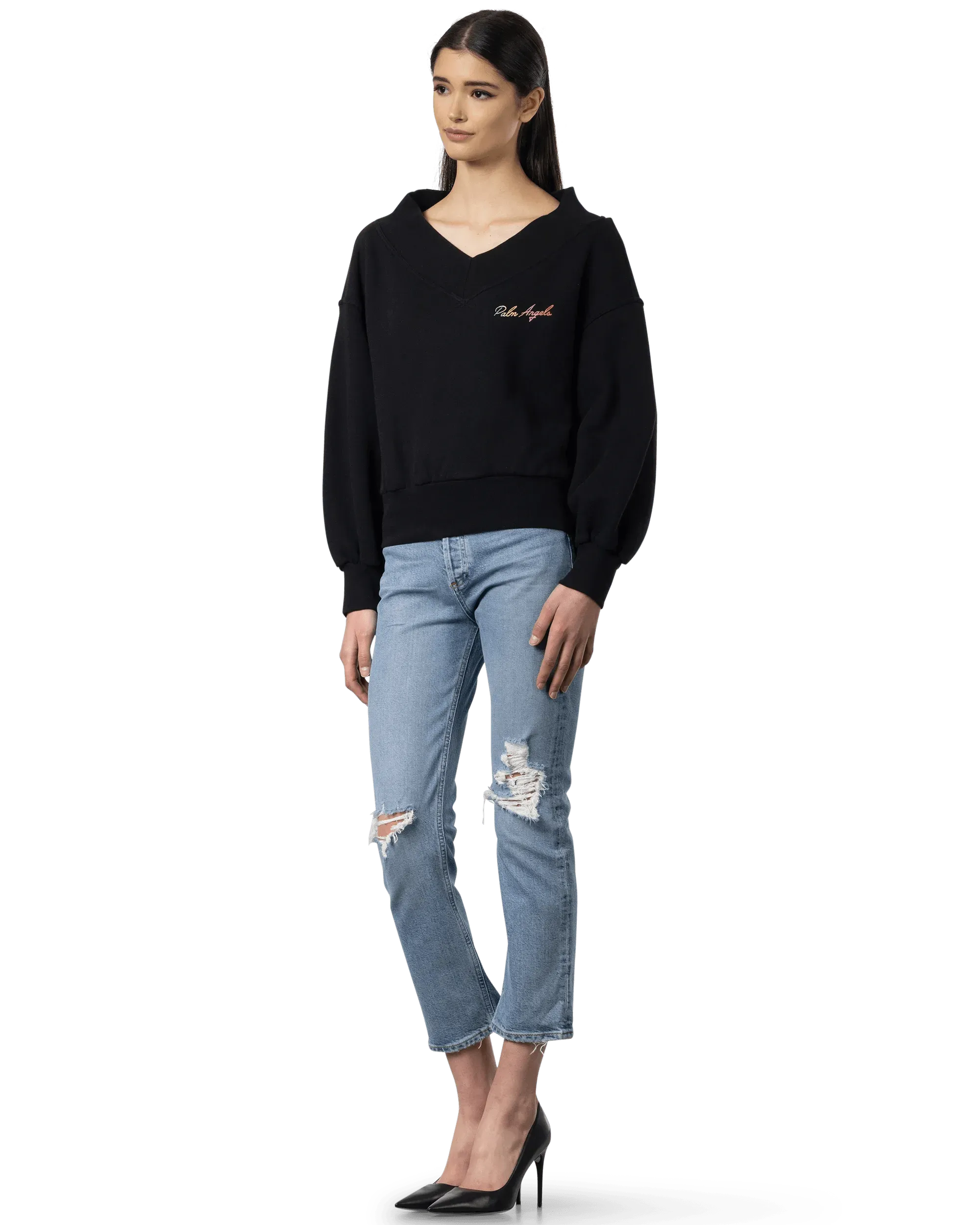 Miami Logo Off-Shoulder Sweatshirt - DIHSAN