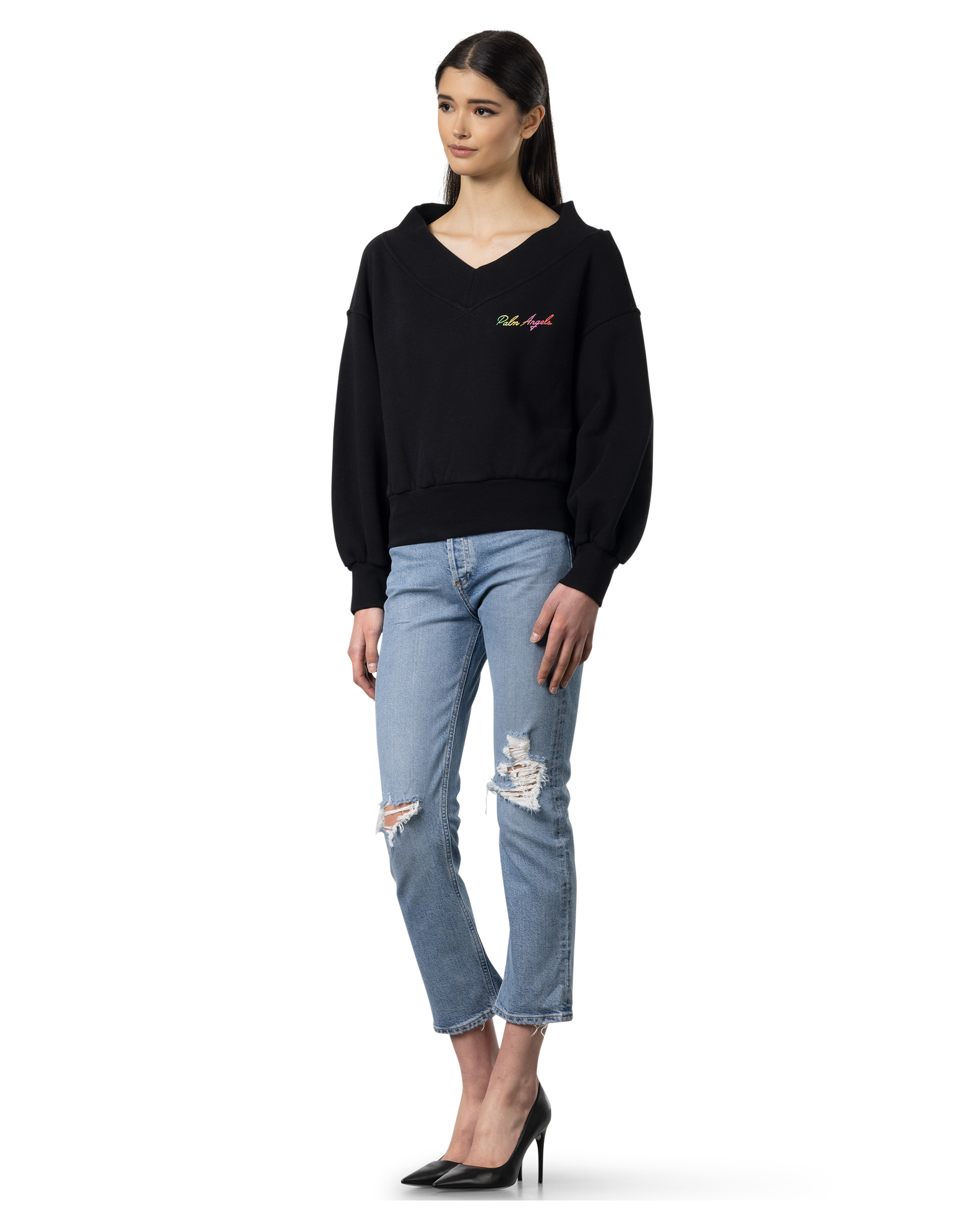 Miami Logo Off-Shoulder Sweatshirt