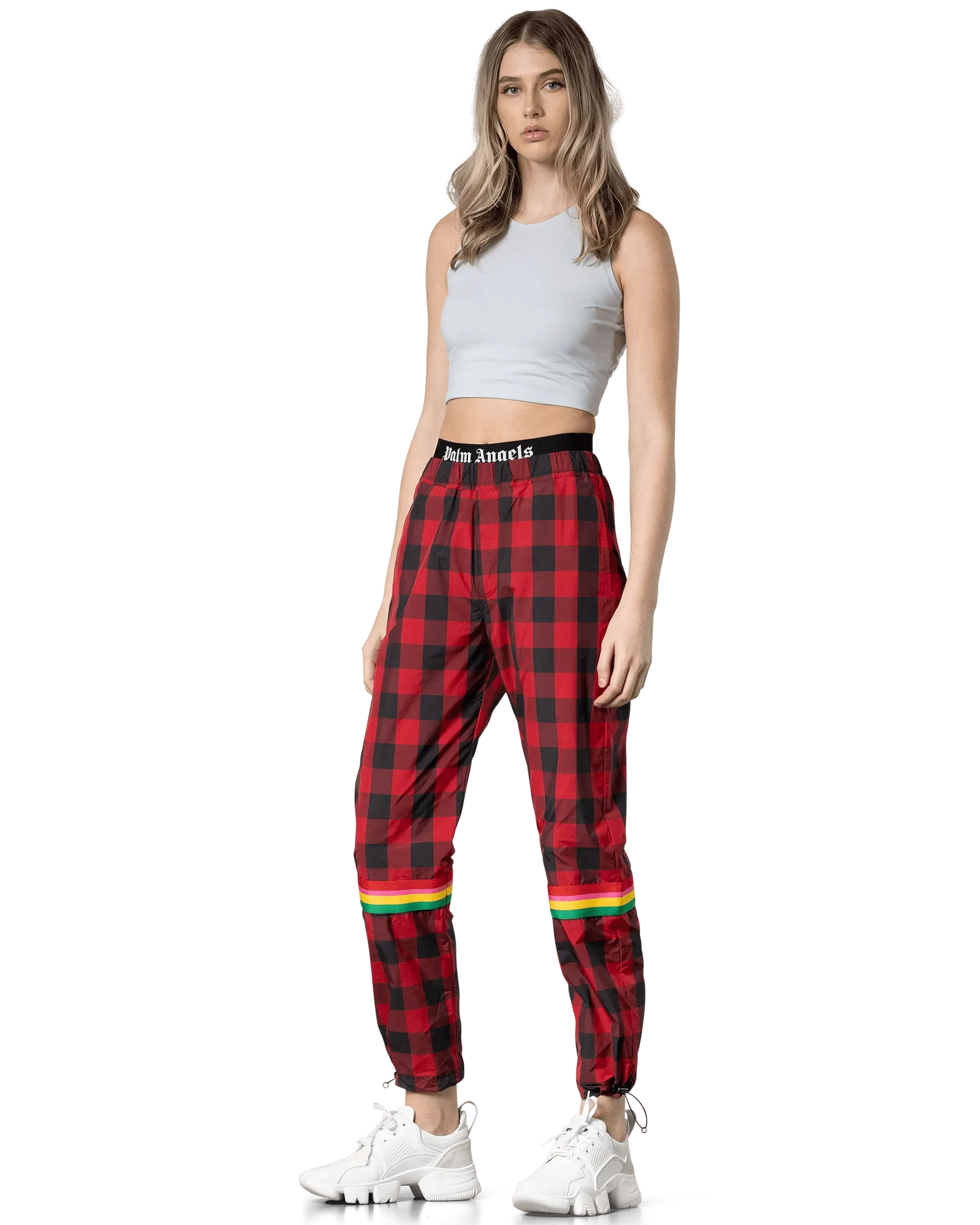 Plaid Nylon Track Pants - DIHSAN