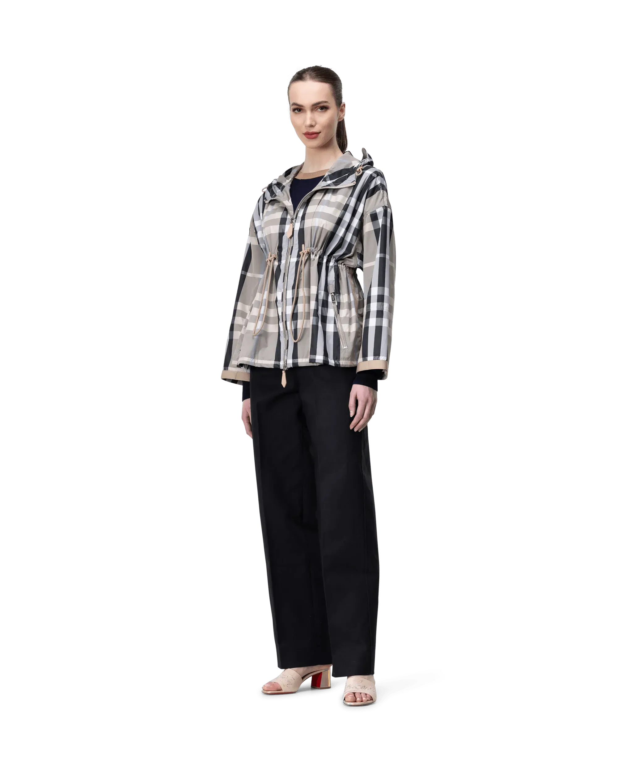 Check Print Hooded Jacket - DIHSAN