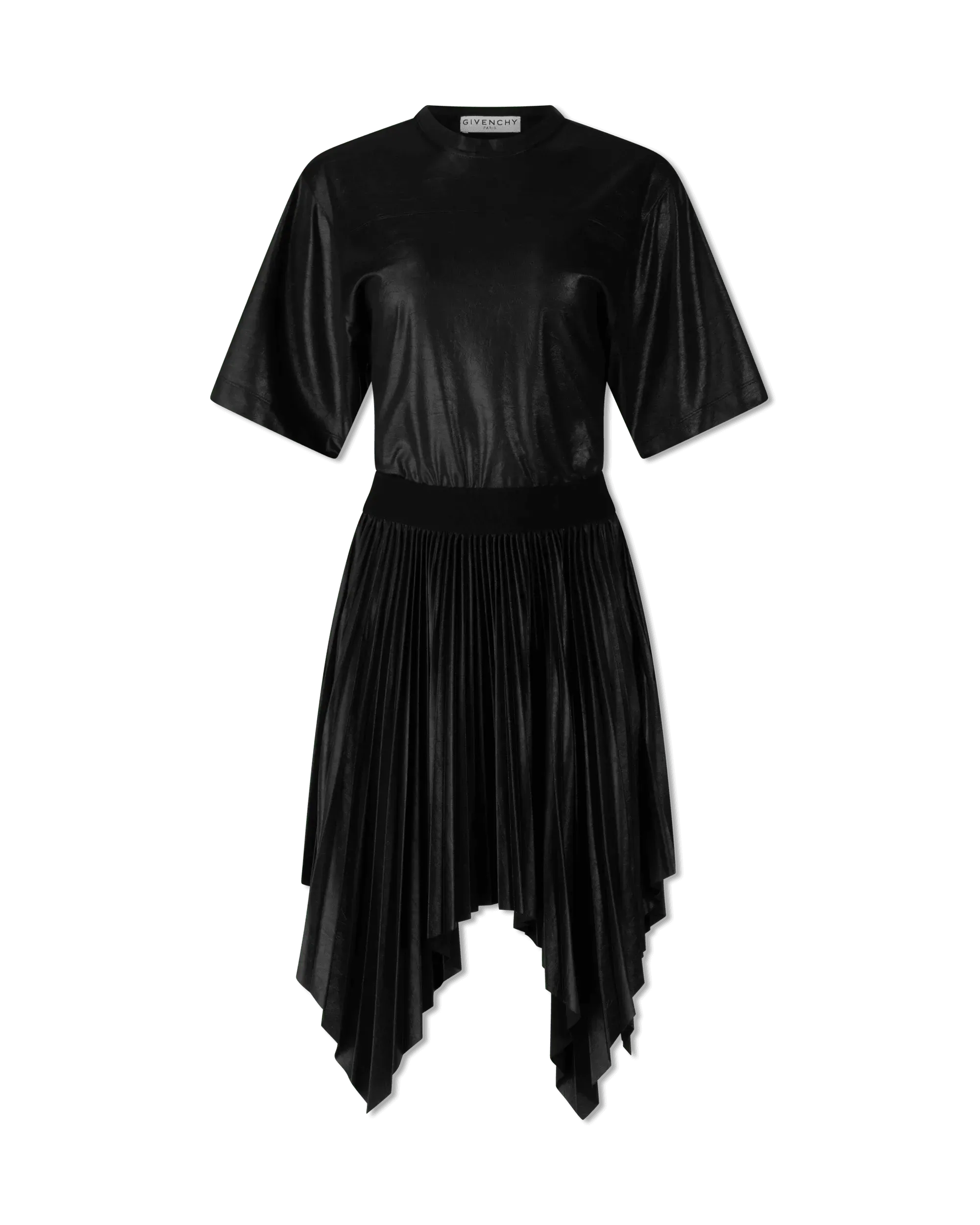 Pleated Lacquer T-Shirt Dress - DIHSAN