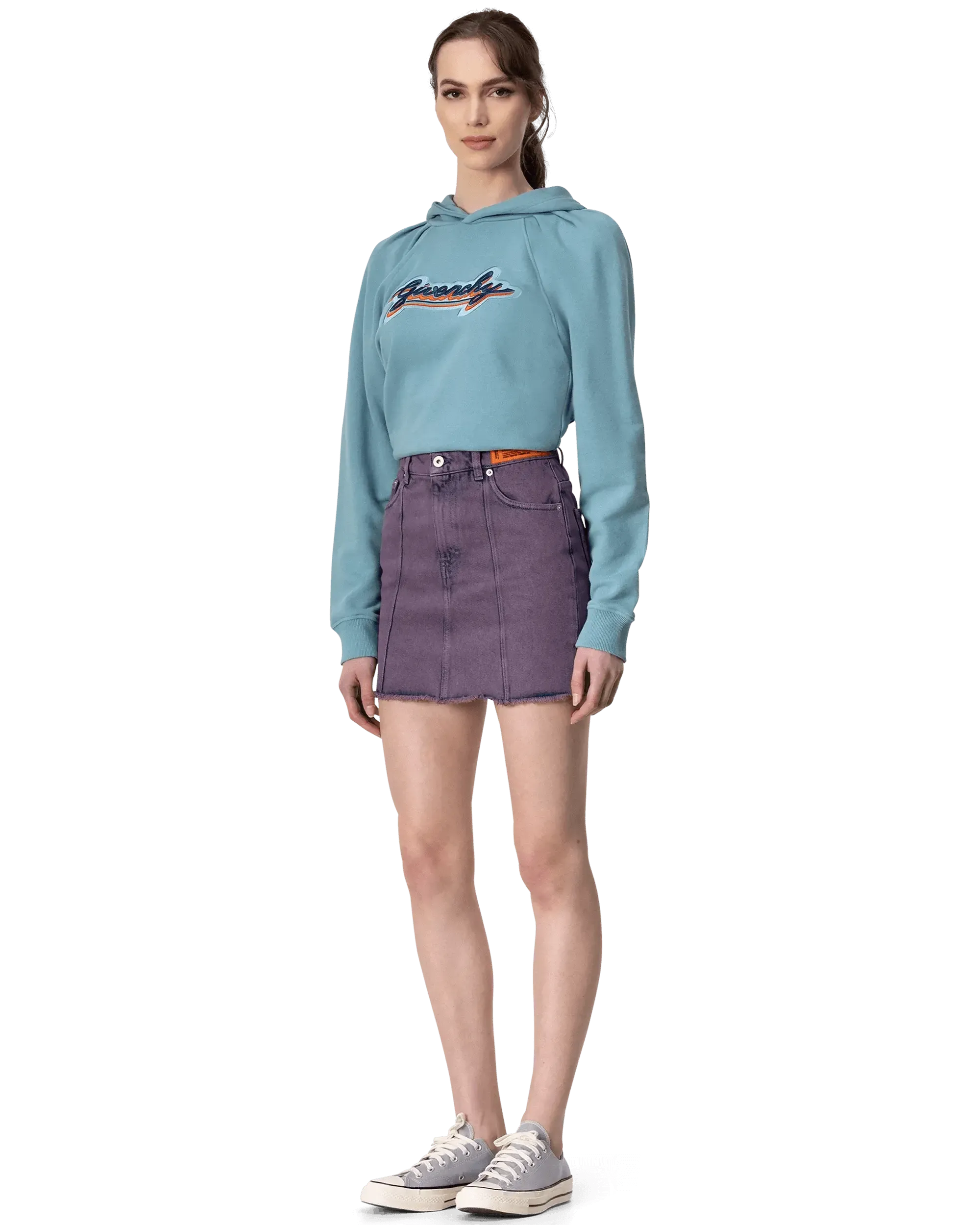 Embroidered Logo Cropped Hoodie - DIHSAN