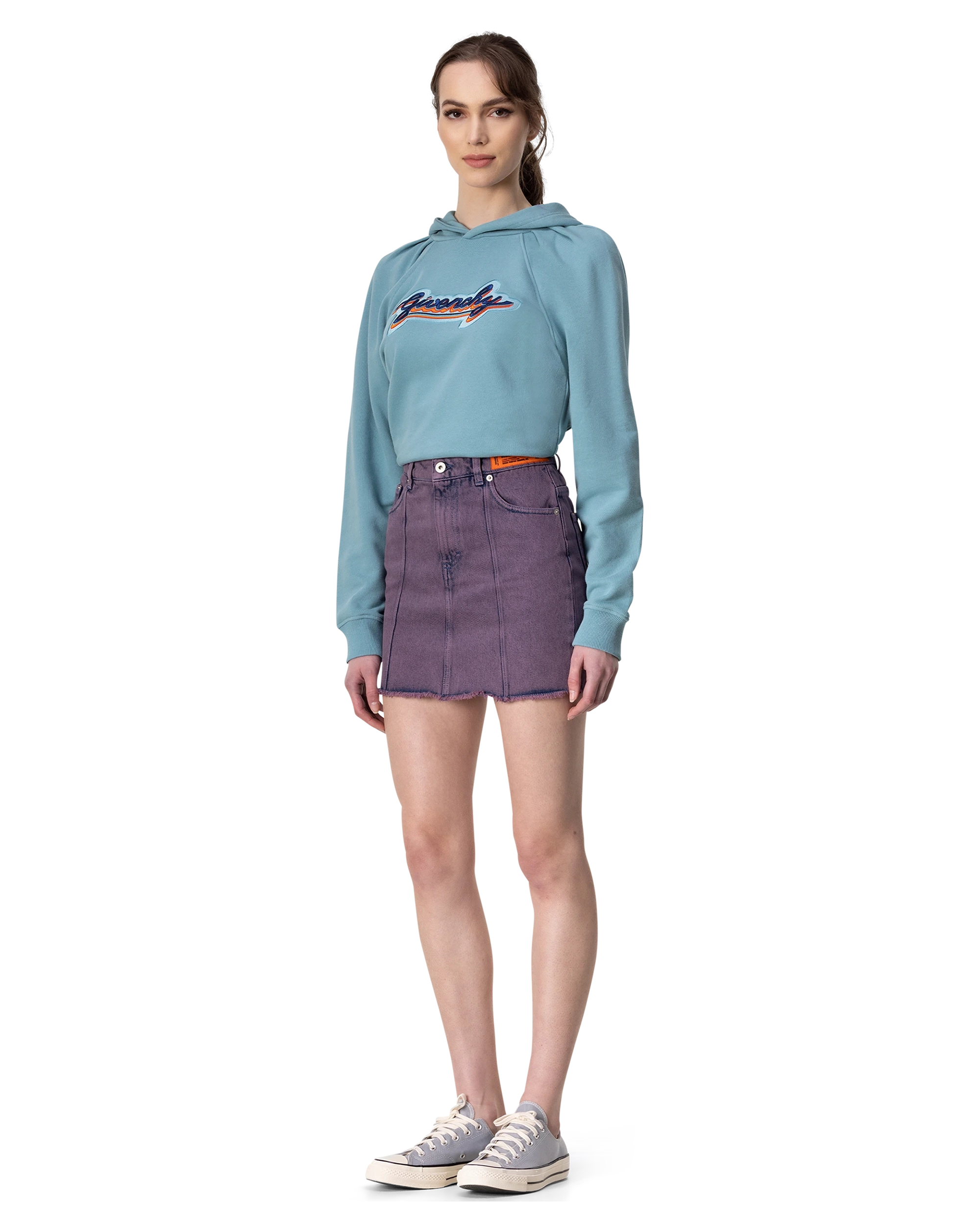 Embroidered Logo Crop Top Hoodie