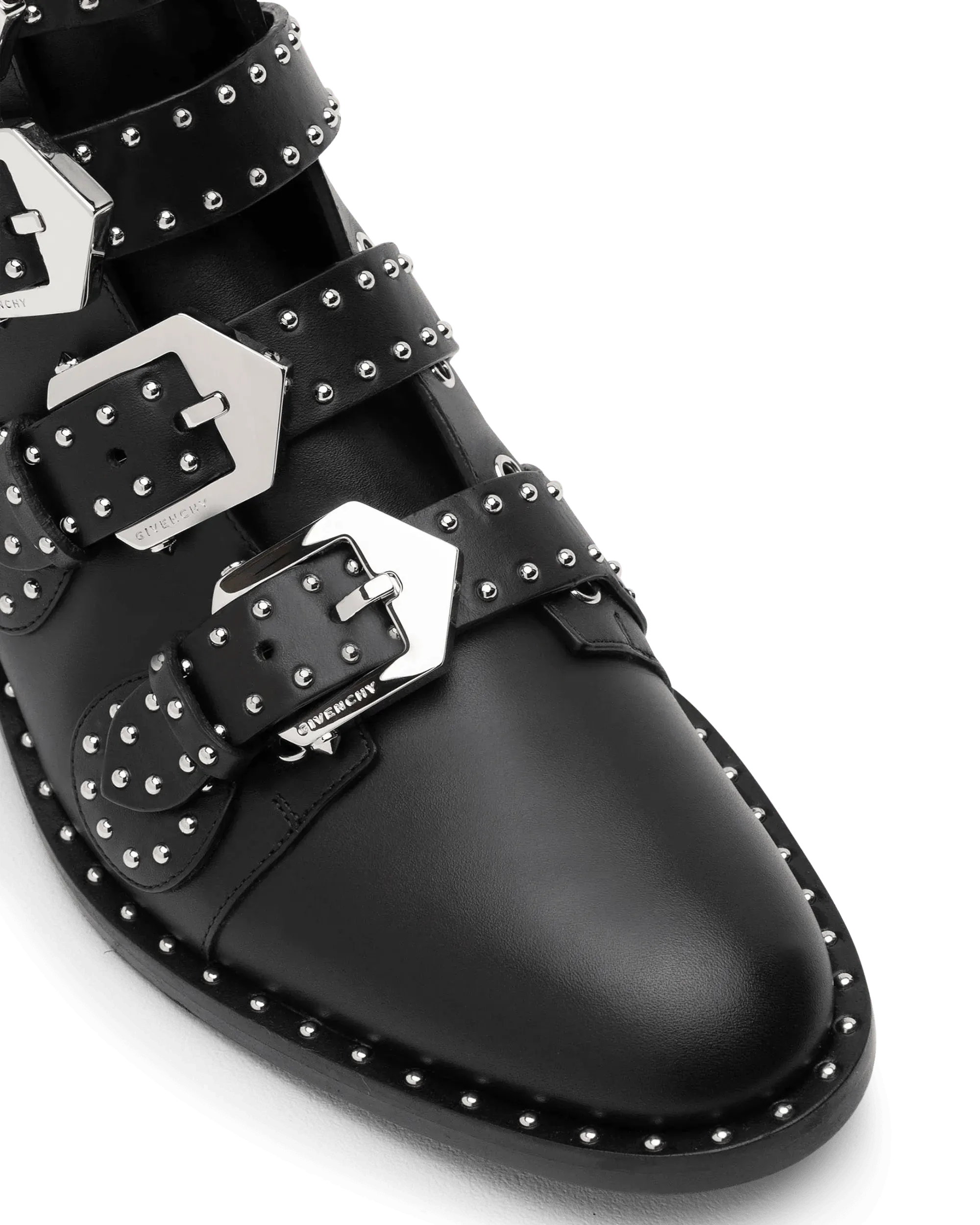 Studded Buckle Ankle Boots - DIHSAN