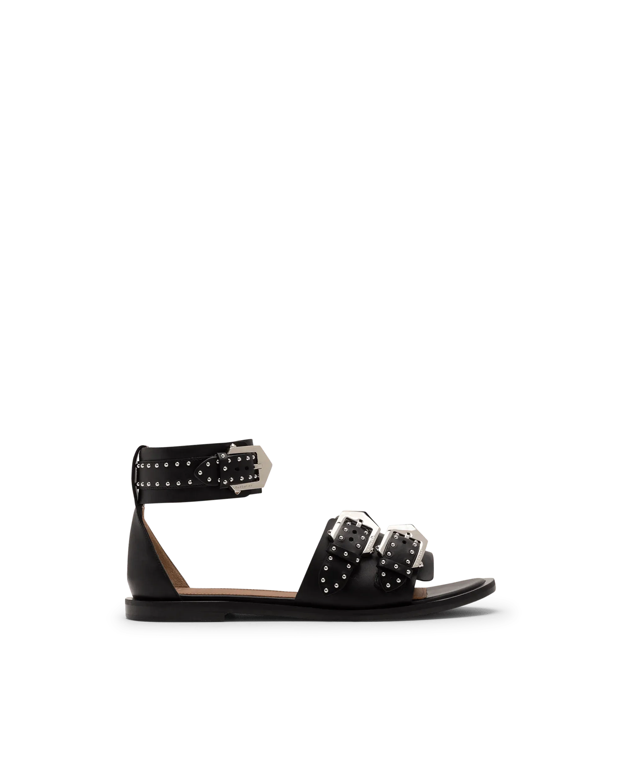 Studded Buckle Flat Sandals - DIHSAN