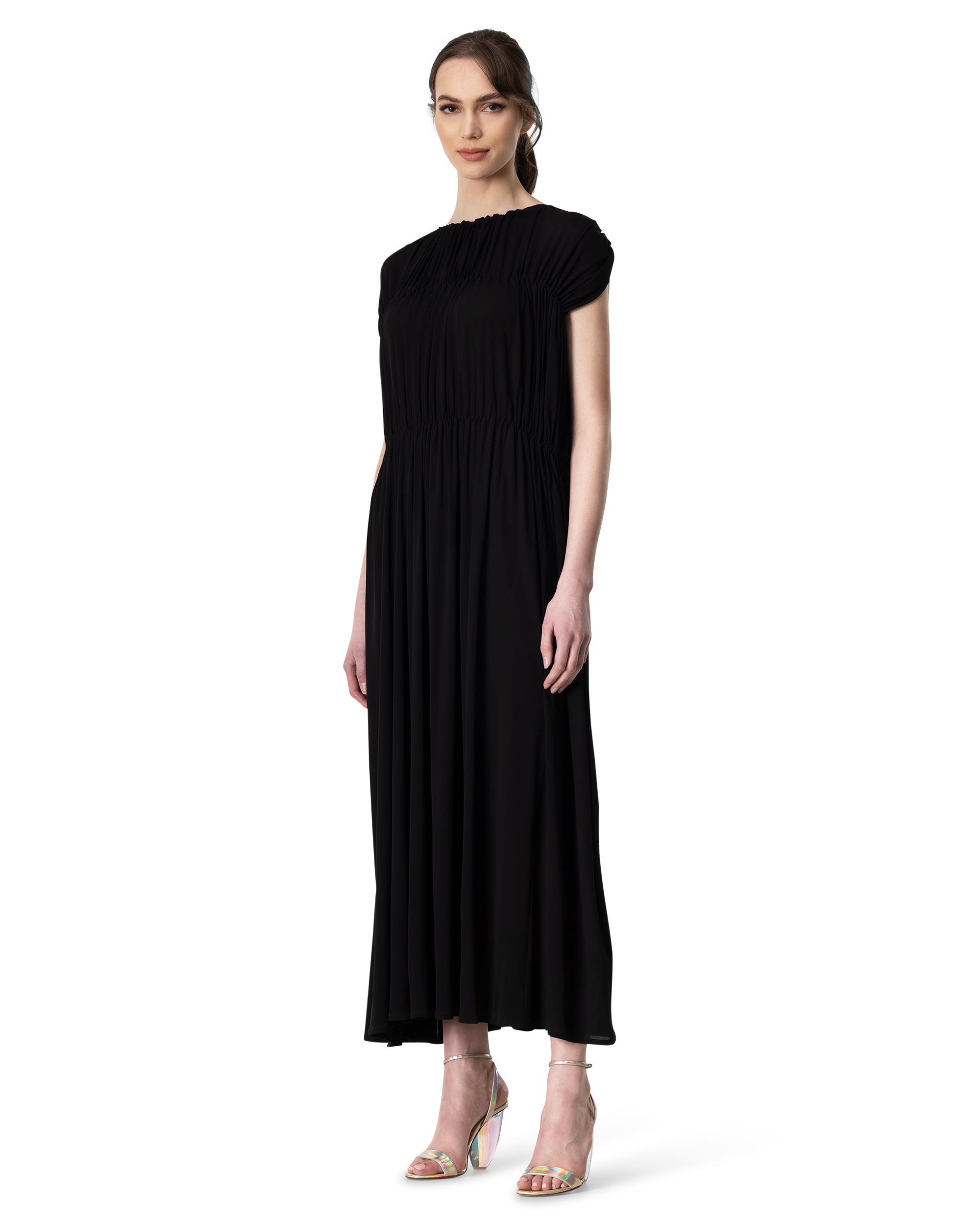Banded Short Sleeve Maxi Dress