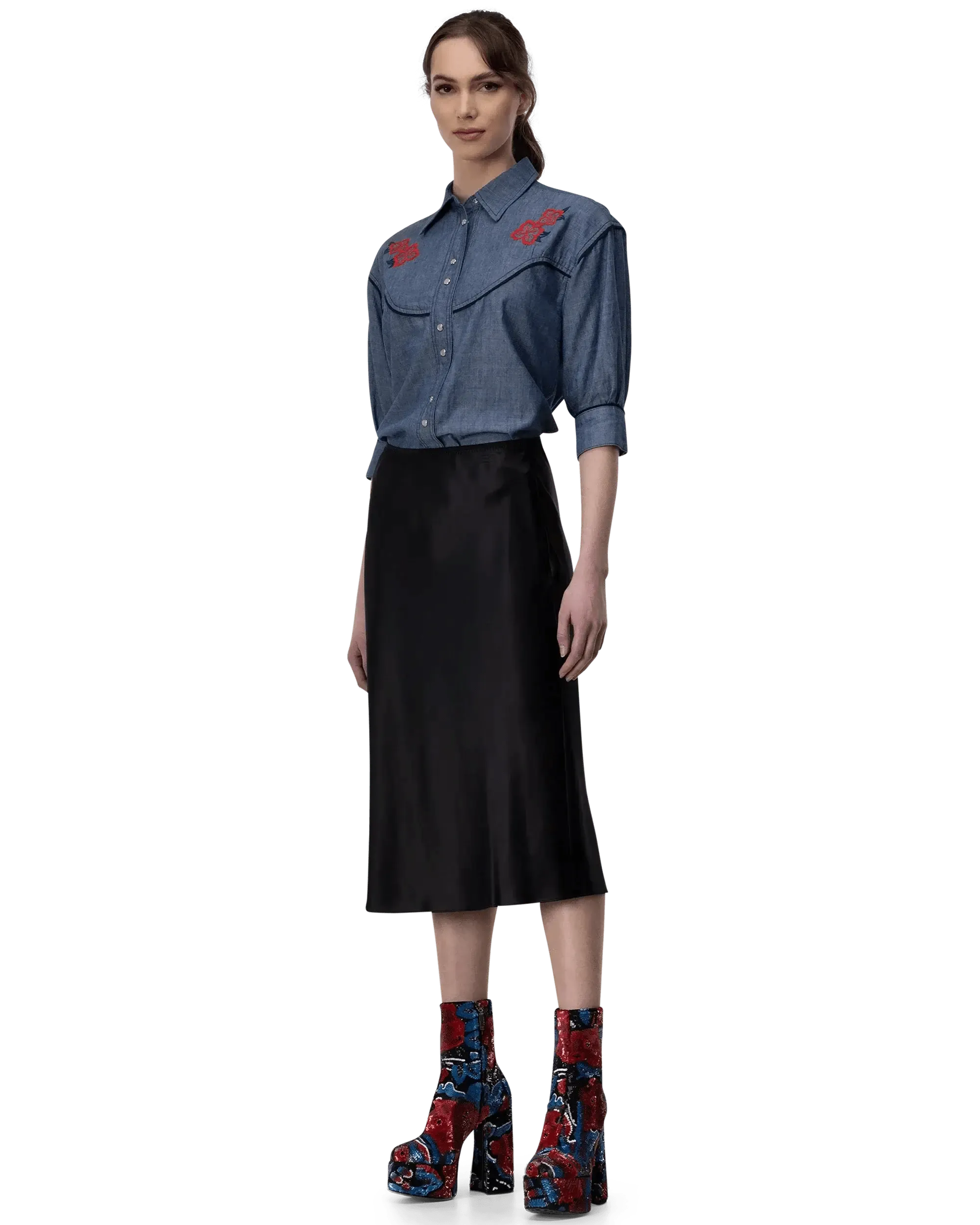 Isaak Silk Midi Skirt - DIHSAN