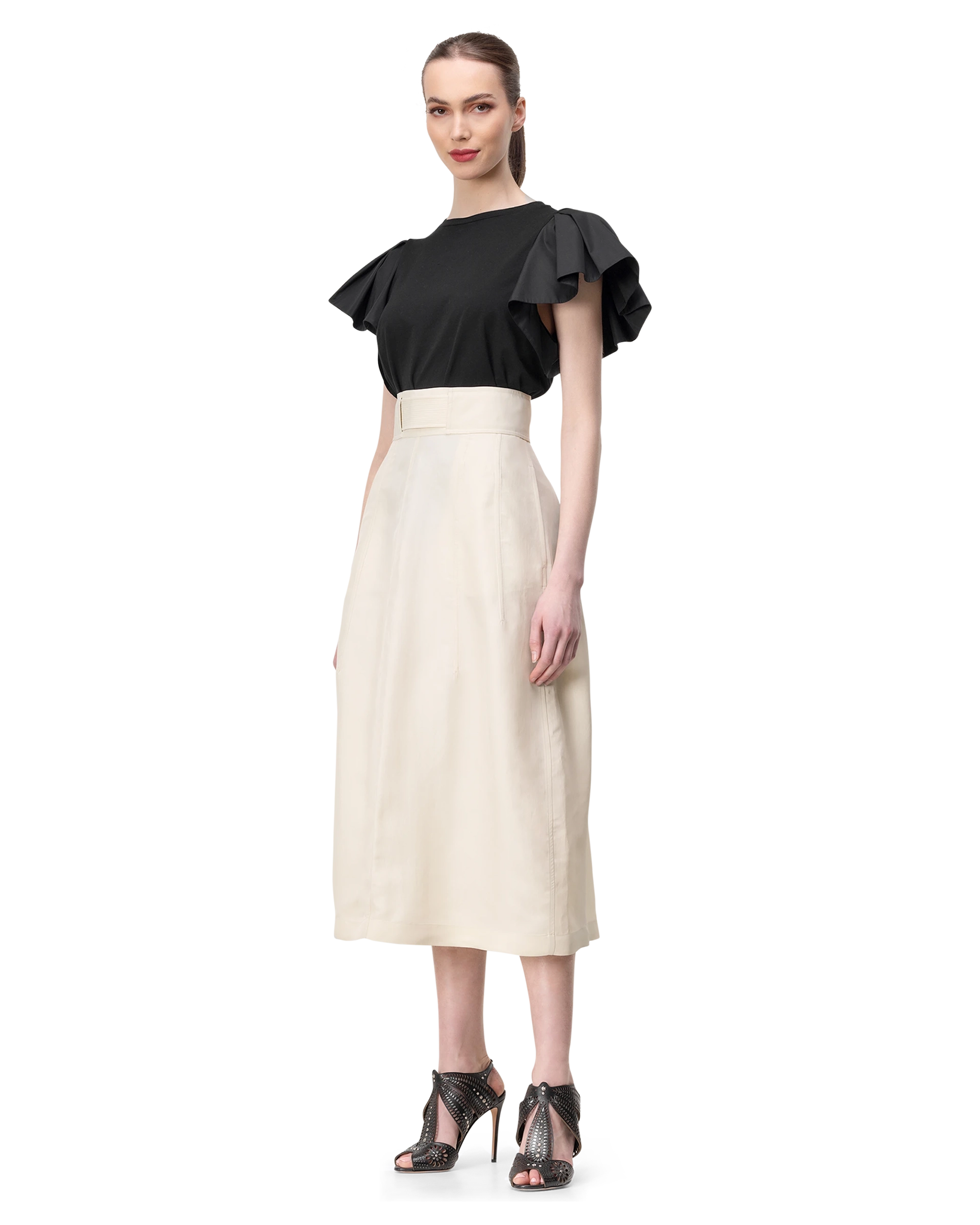 Ruffled Sleeve Jersey Top