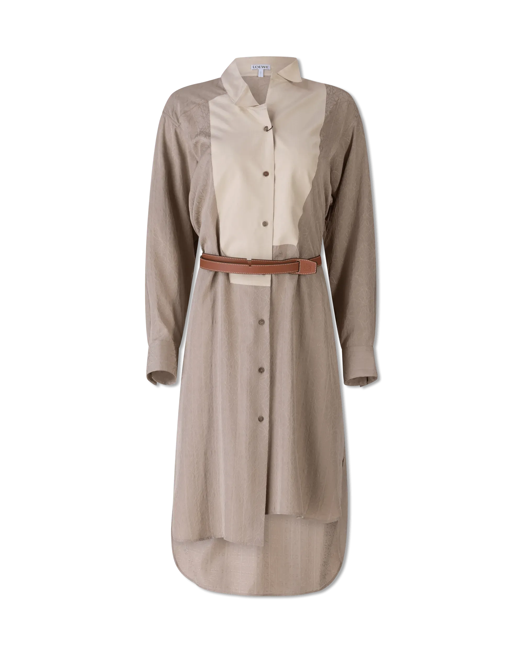 Belted Asymmetrical Shirt Dress - DIHSAN