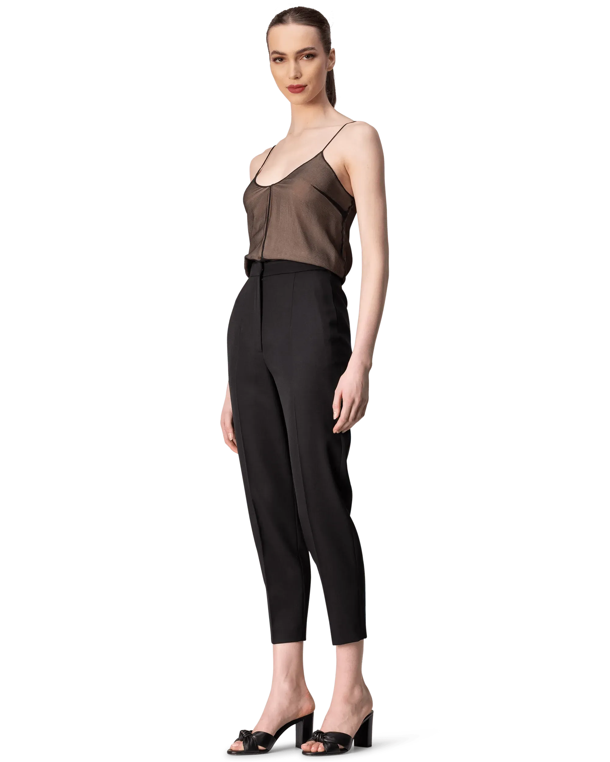 High-Waisted Slim Fit Pants - DIHSAN