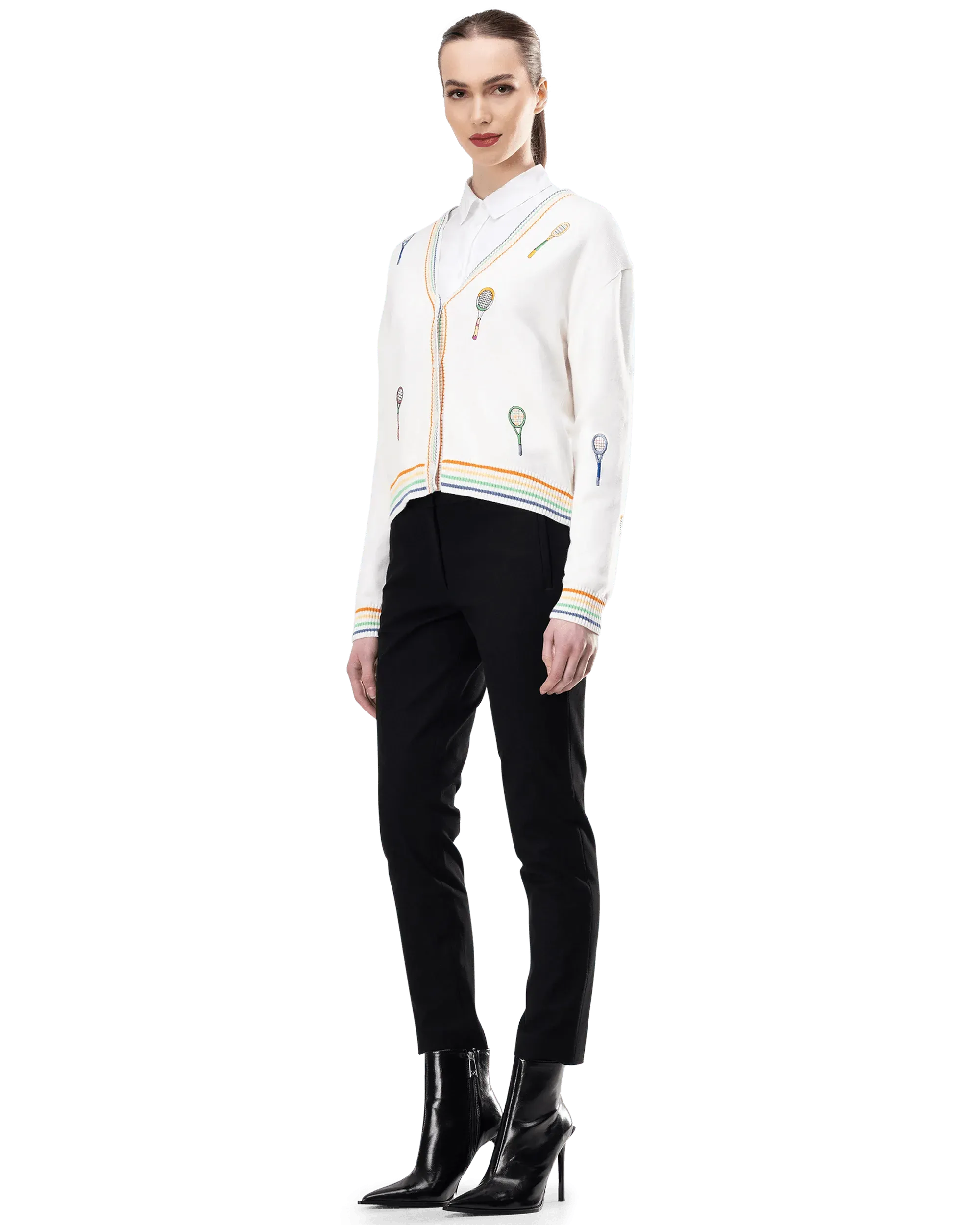 Racket Embroidered Cardigan - DIHSAN