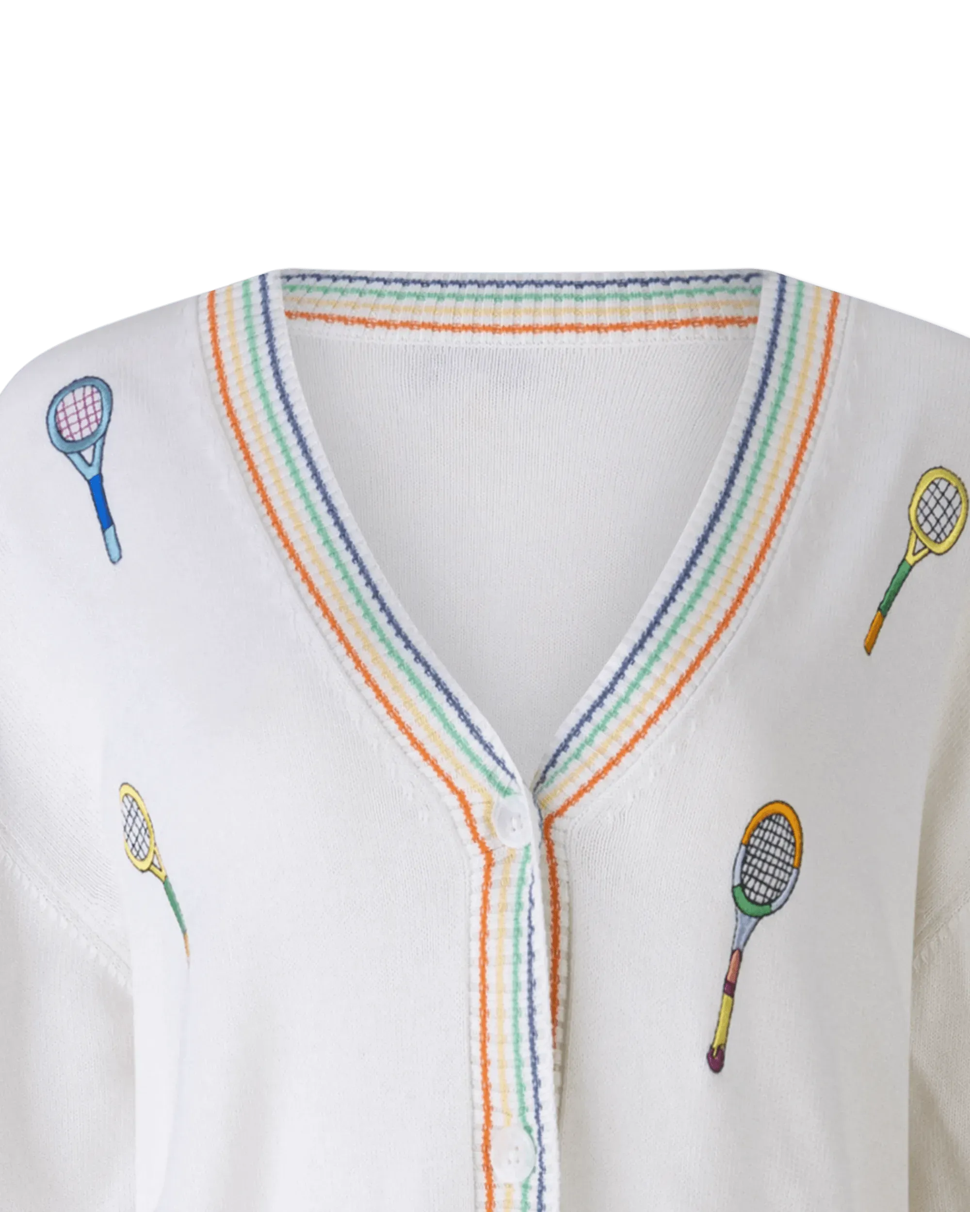 Racket Embroidered Cardigan - DIHSAN