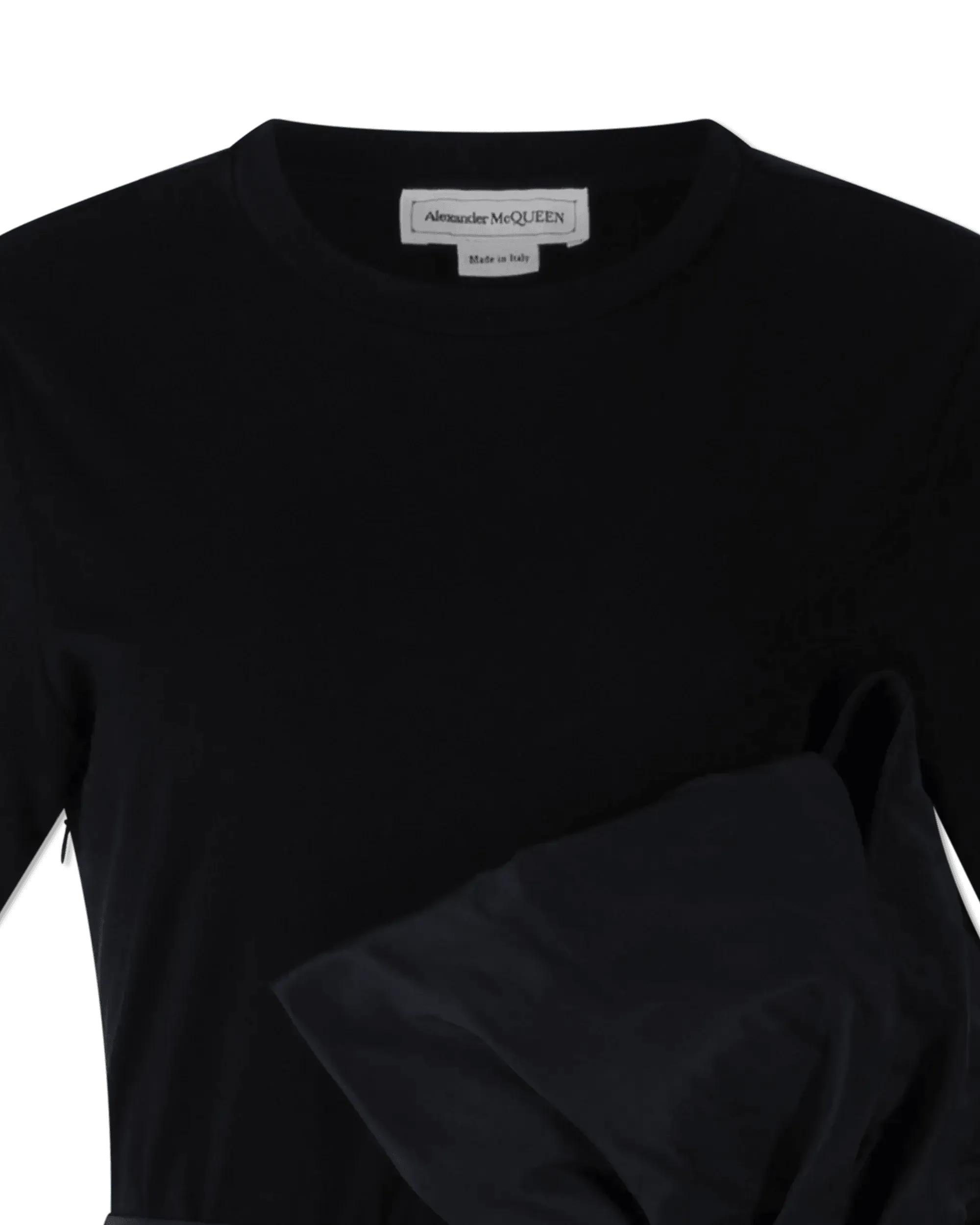 Black Asymmetric Short Sleeve Ruffle Top by Alexander McQueen | DIHSAN