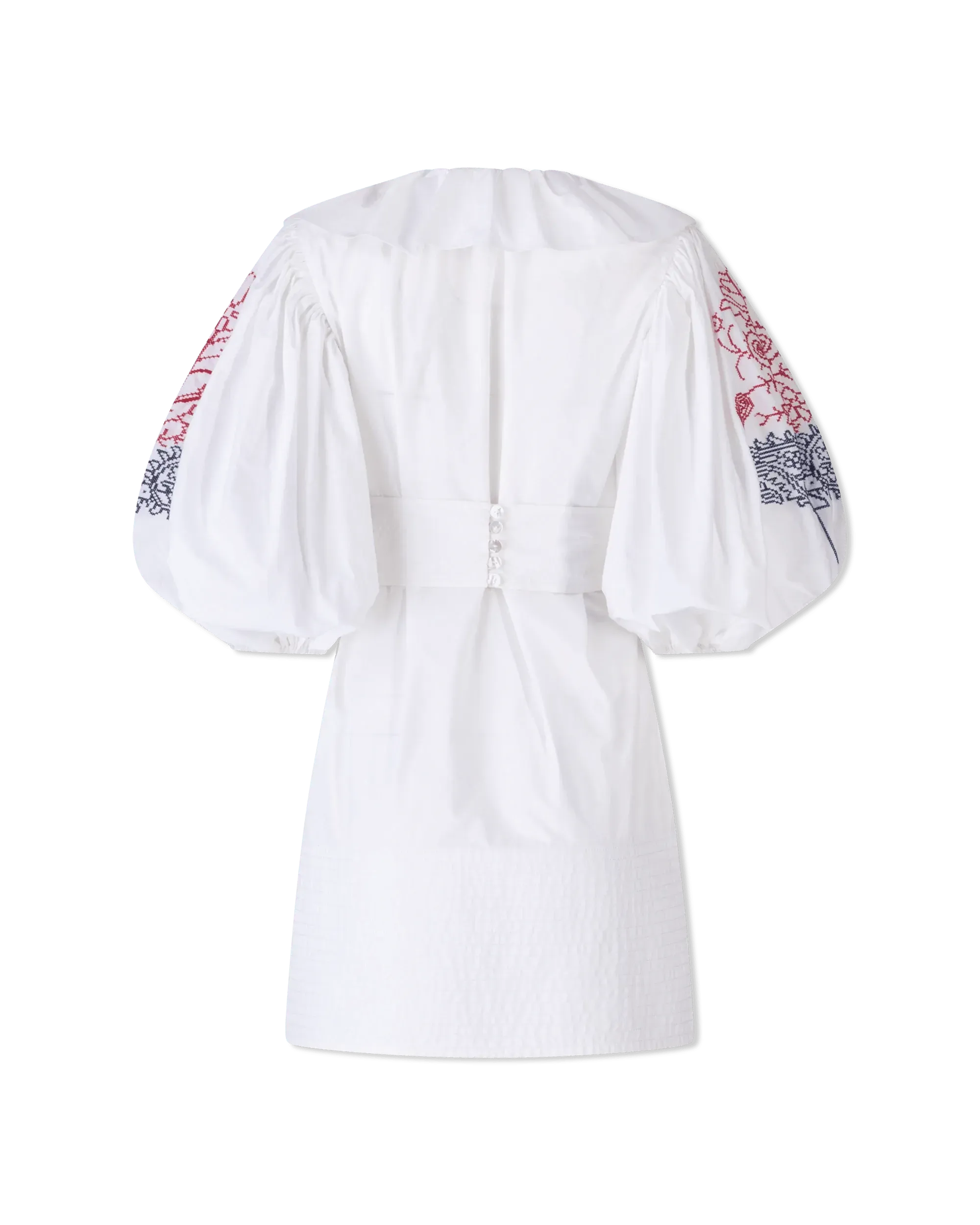 Embroidered Poplin Mini Dress - DIHSAN