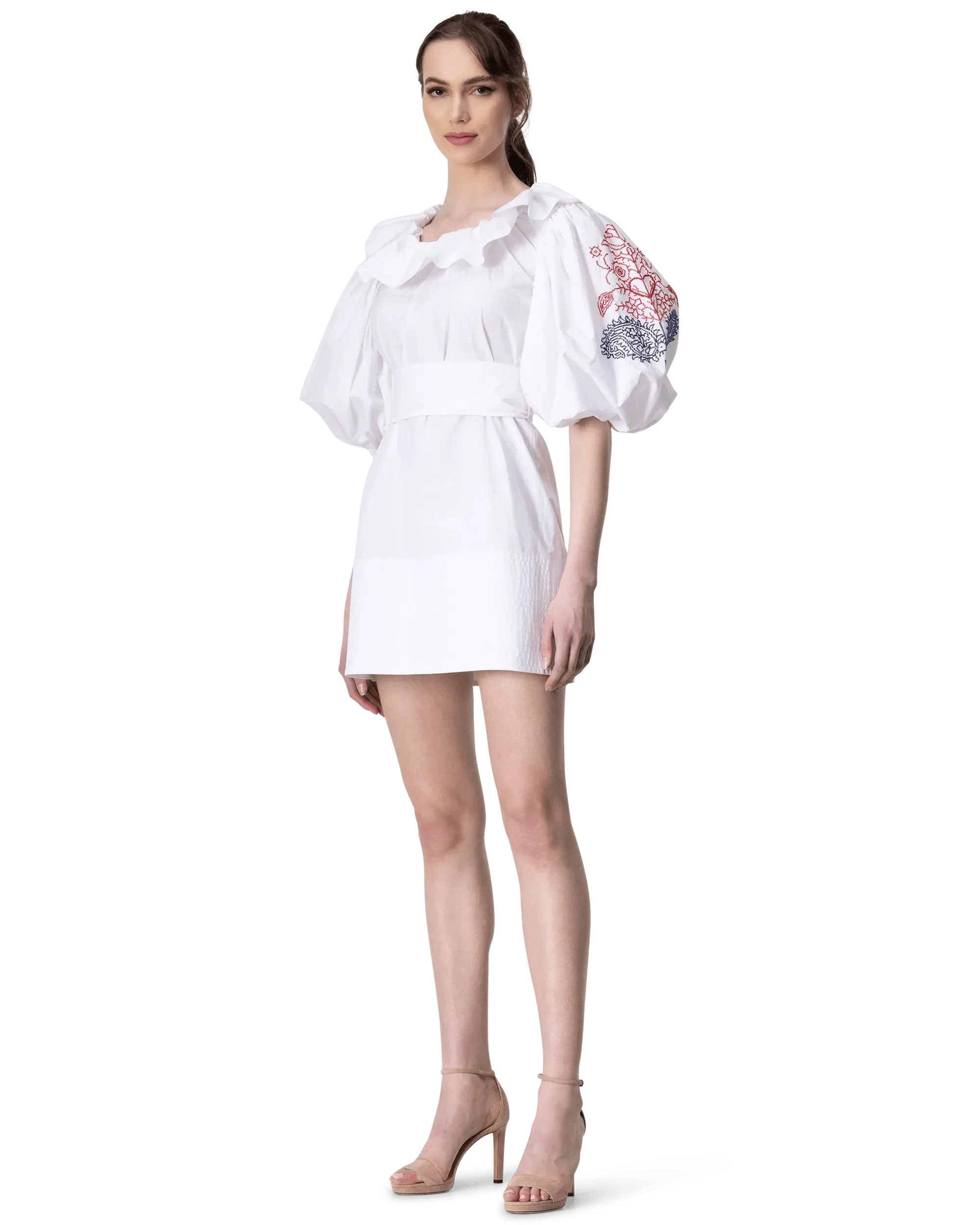 Embroidered Poplin Mini Dress - DIHSAN