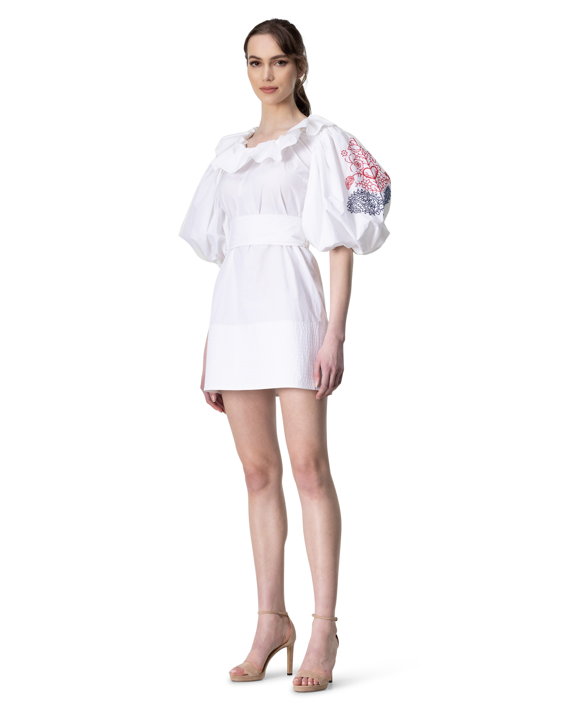 Embroidered Poplin Mini Dress