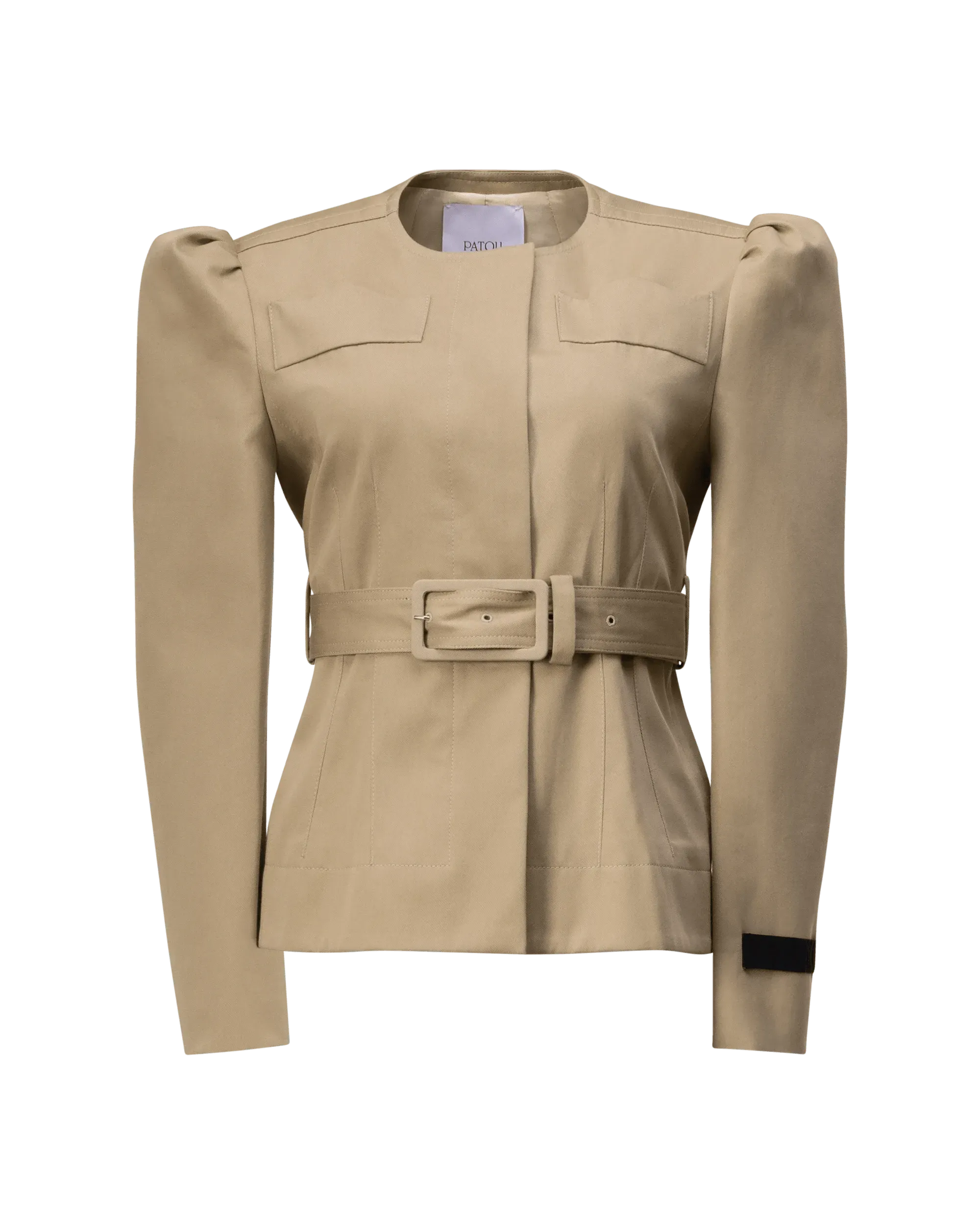 Belted Gabardine Cropped Jacket - DIHSAN