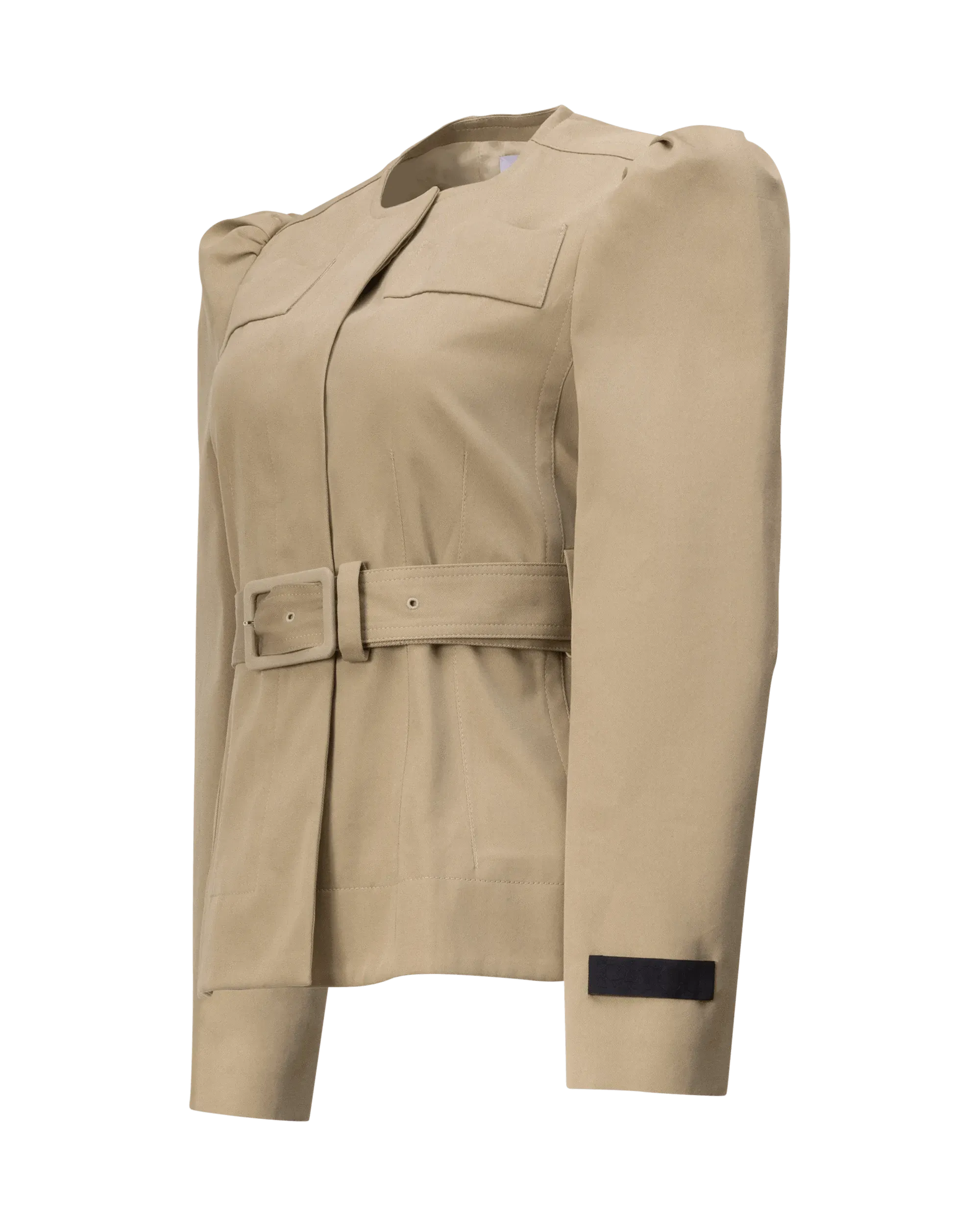 Belted Gabardine Cropped Jacket - DIHSAN